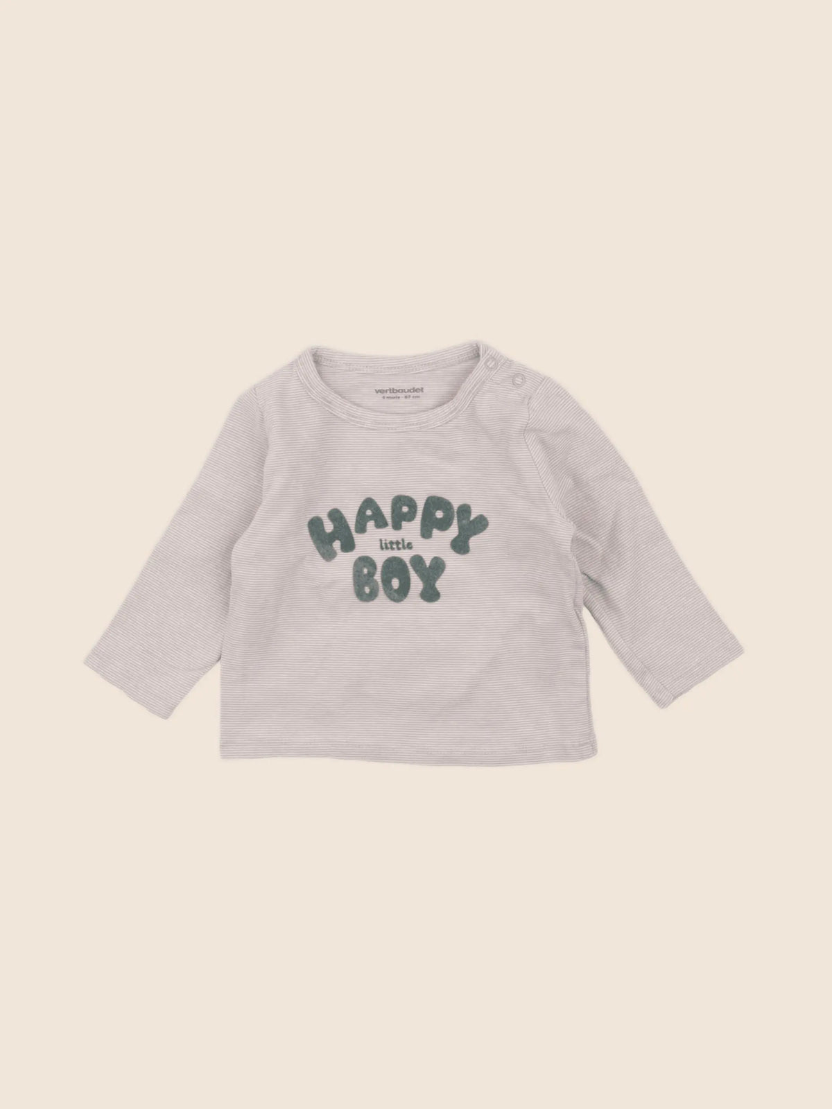 Vertbaudet - tee-shirt beige - 6 mois