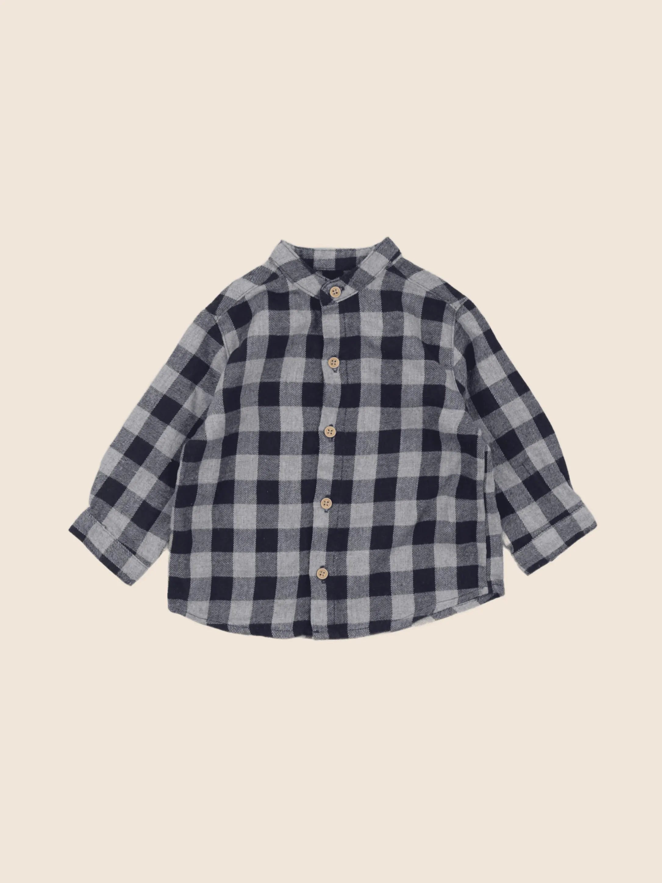 Boutchou - chemise bleu, gris - 6 mois