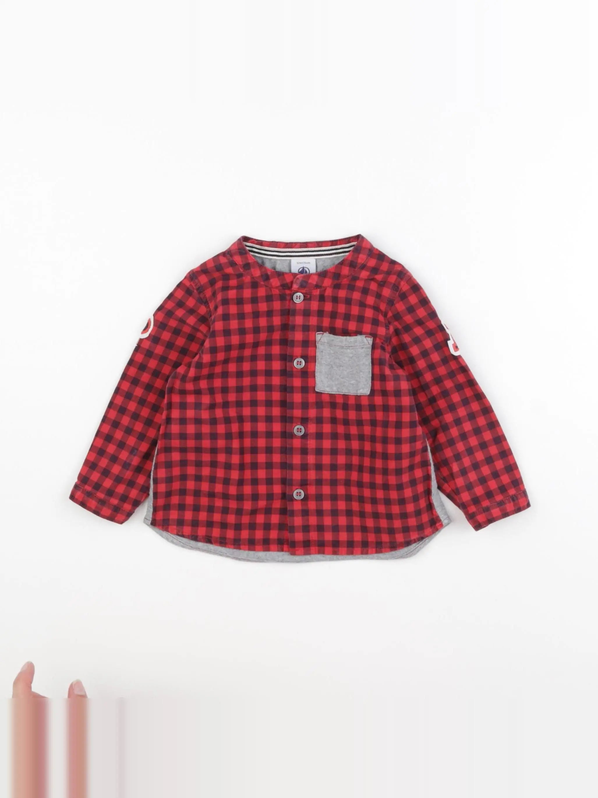 Petit Bateau - chemise rouge - 12 mois