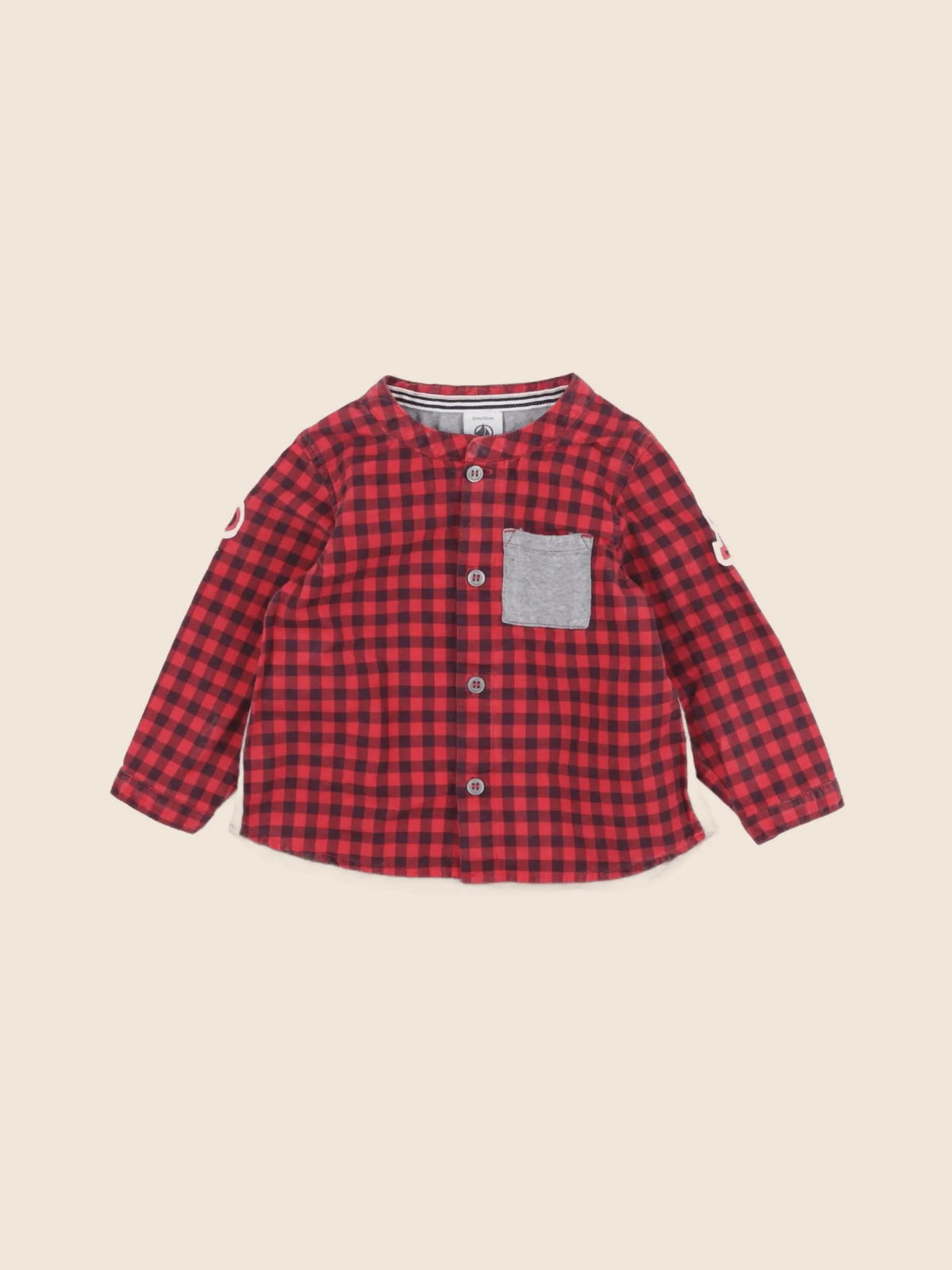 Petit Bateau - chemise rouge - 12 mois