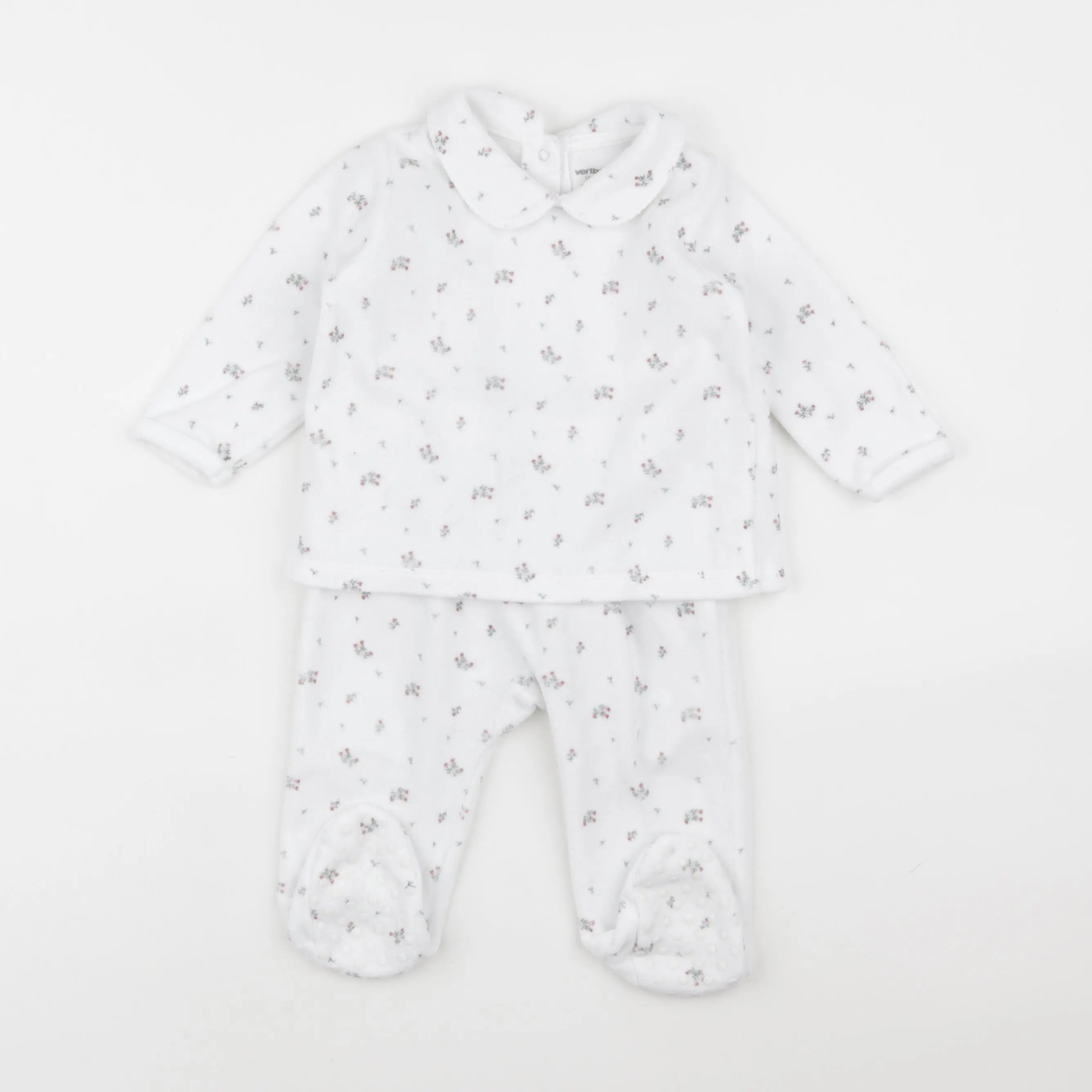 Vertbaudet - pyjama velours blanc - 12 mois