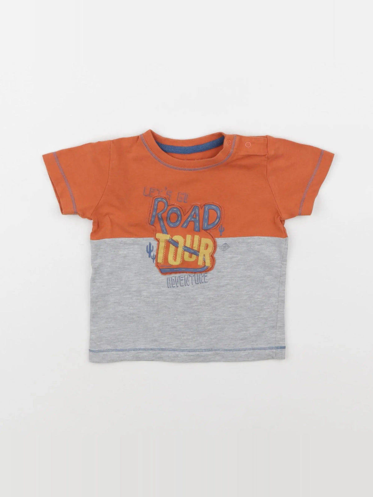 Vertbaudet - tee-shirt gris, orange - 12 mois