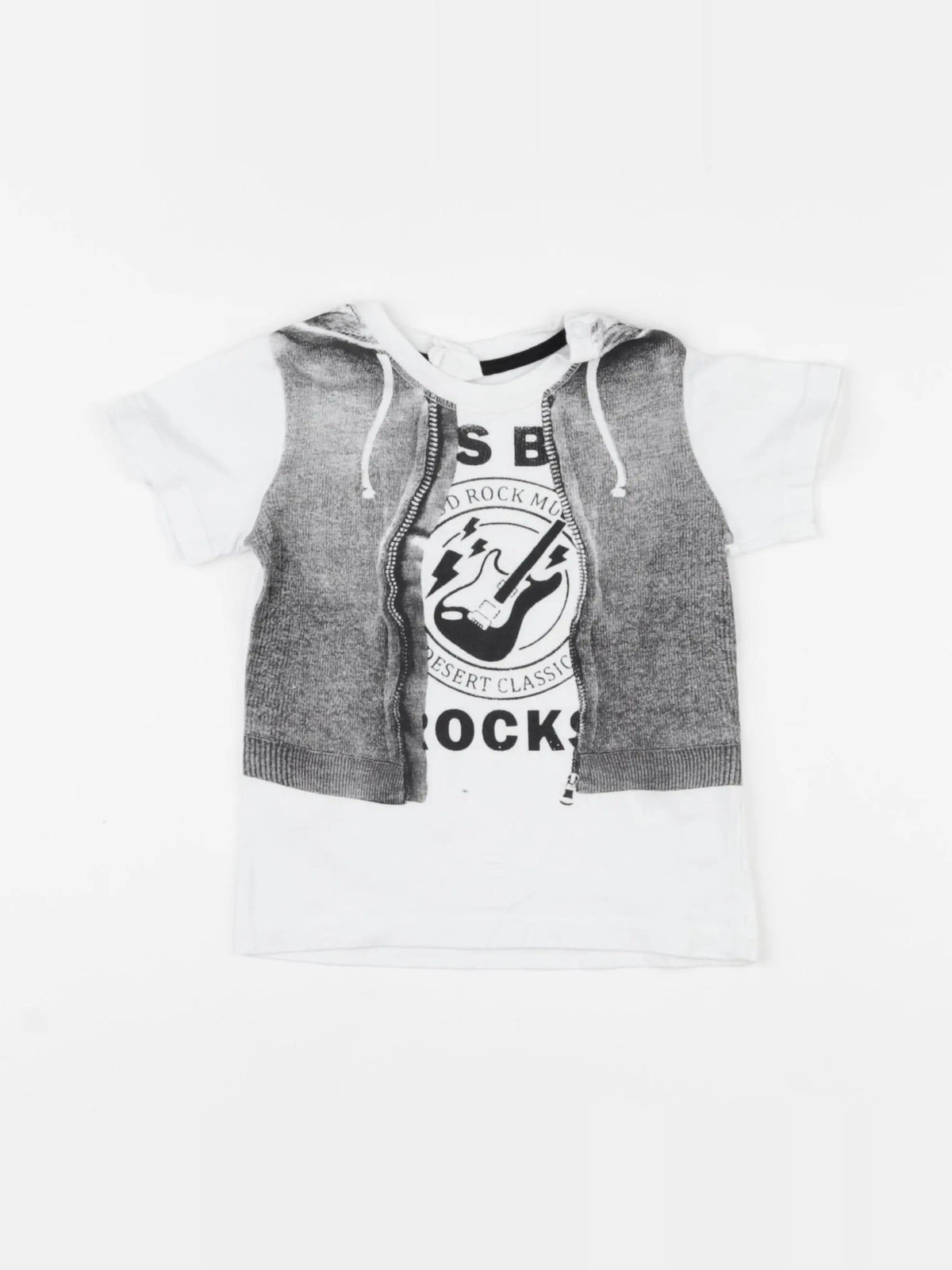 H&M - tee-shirt blanc, gris - 6/9 mois