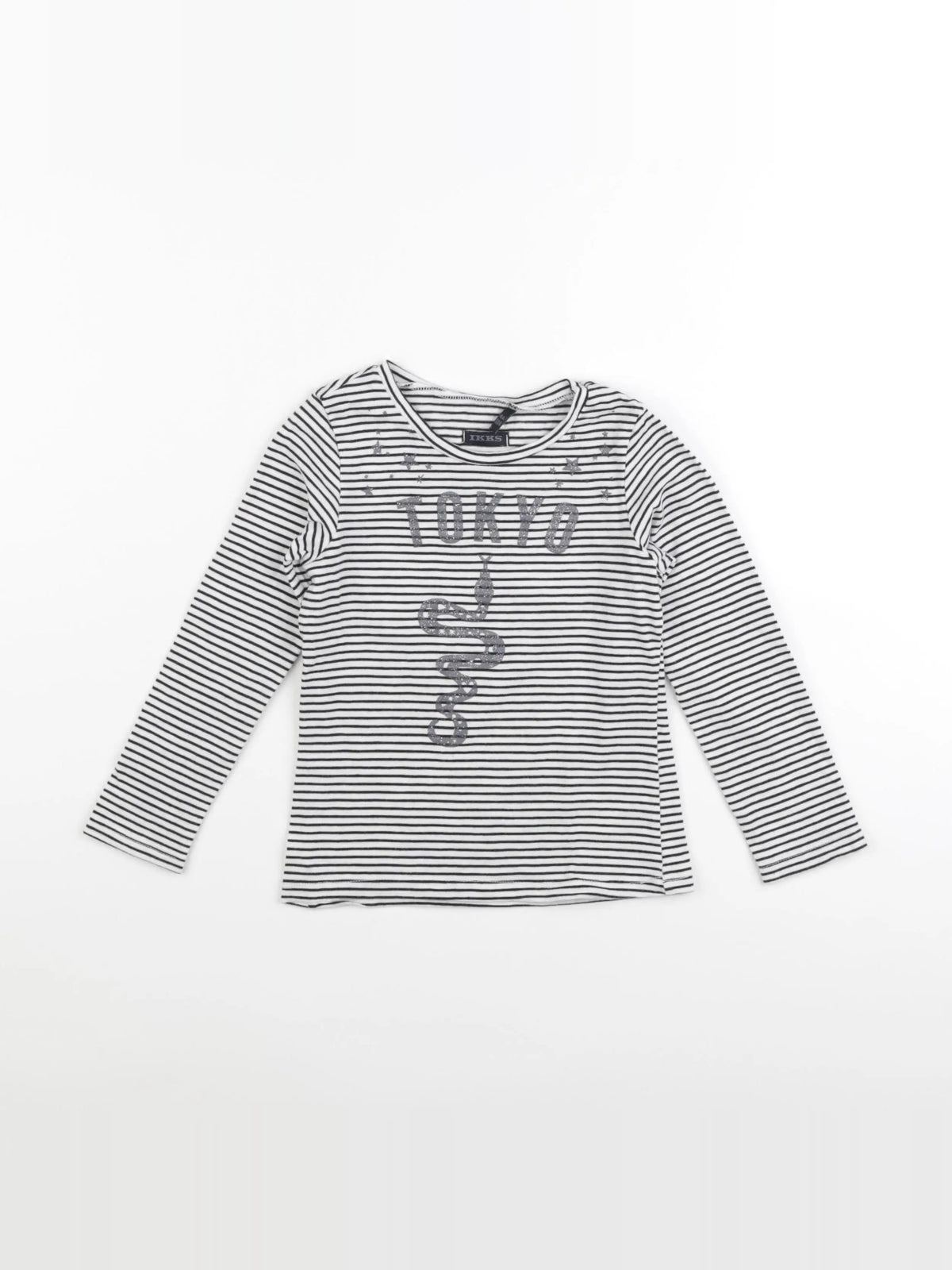 IKKS - tee-shirt blanc, noir, argent - 4 ans