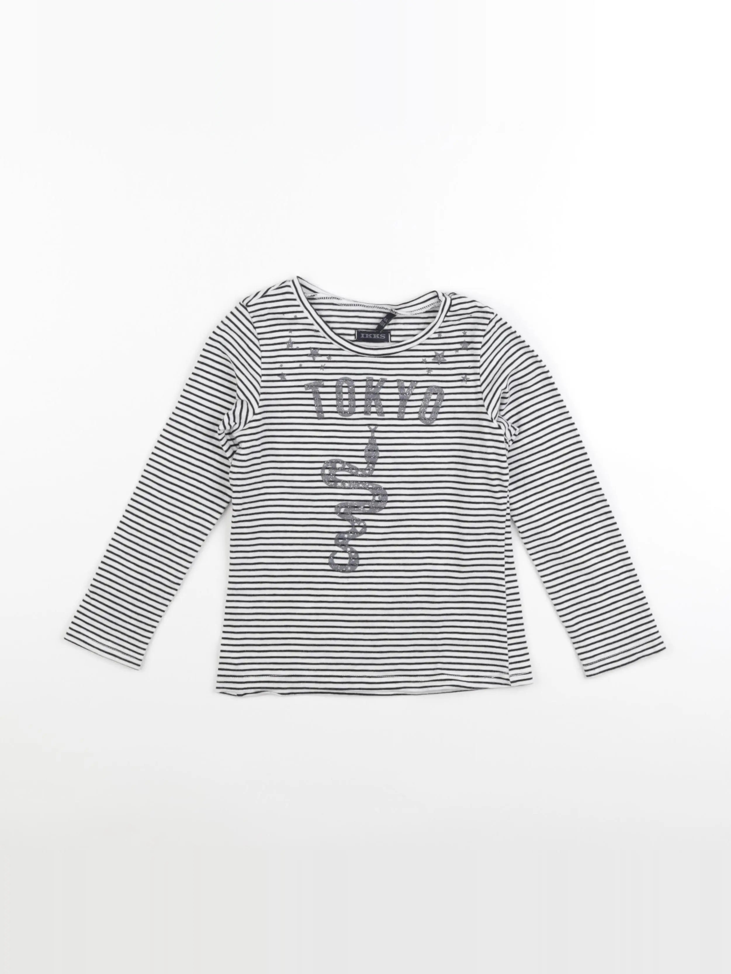 IKKS - tee-shirt blanc, noir, argent - 4 ans