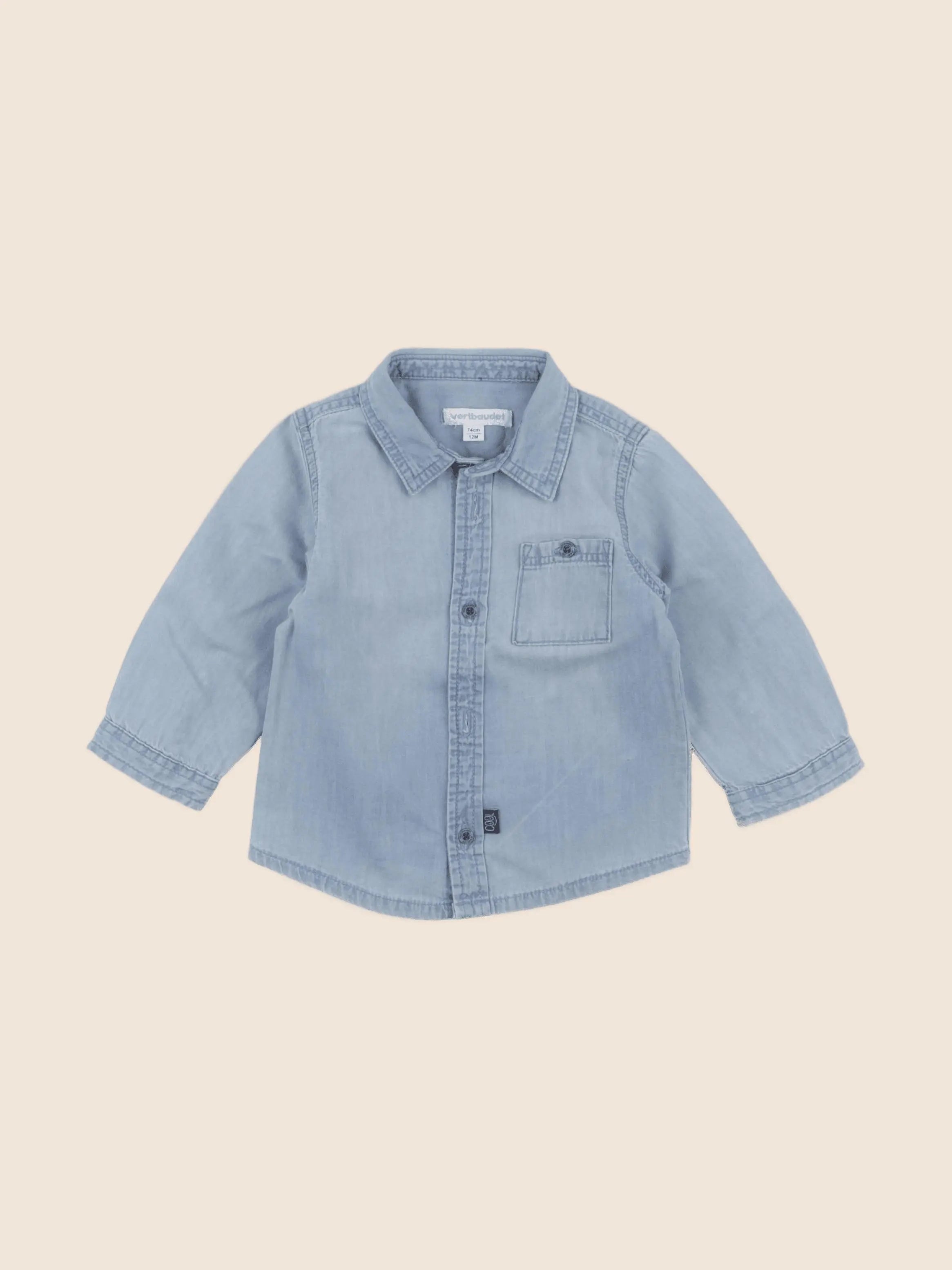 Vertbaudet - chemise bleu - 12 mois