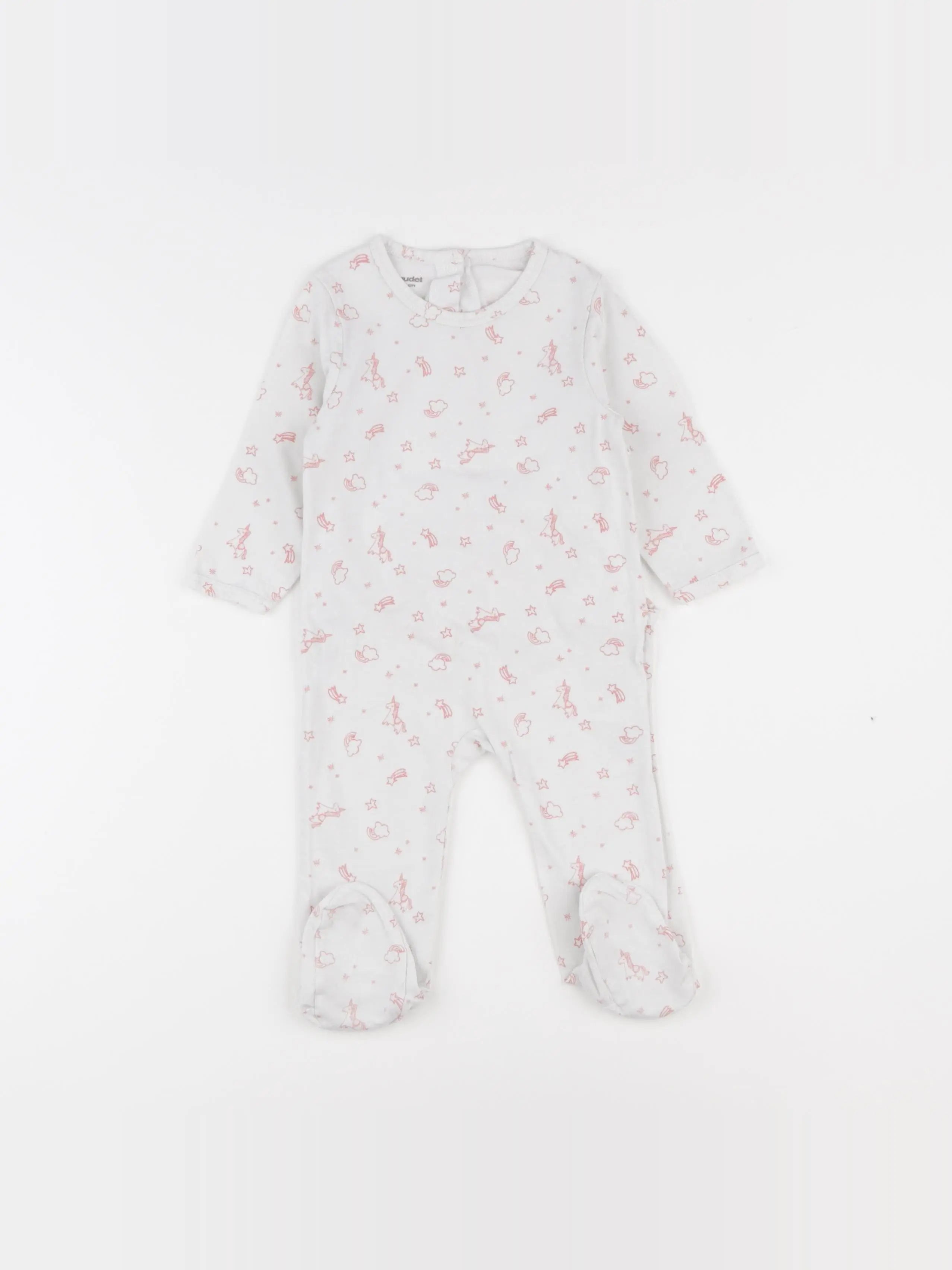 Vertbaudet - pyjama coton blanc - 9 mois