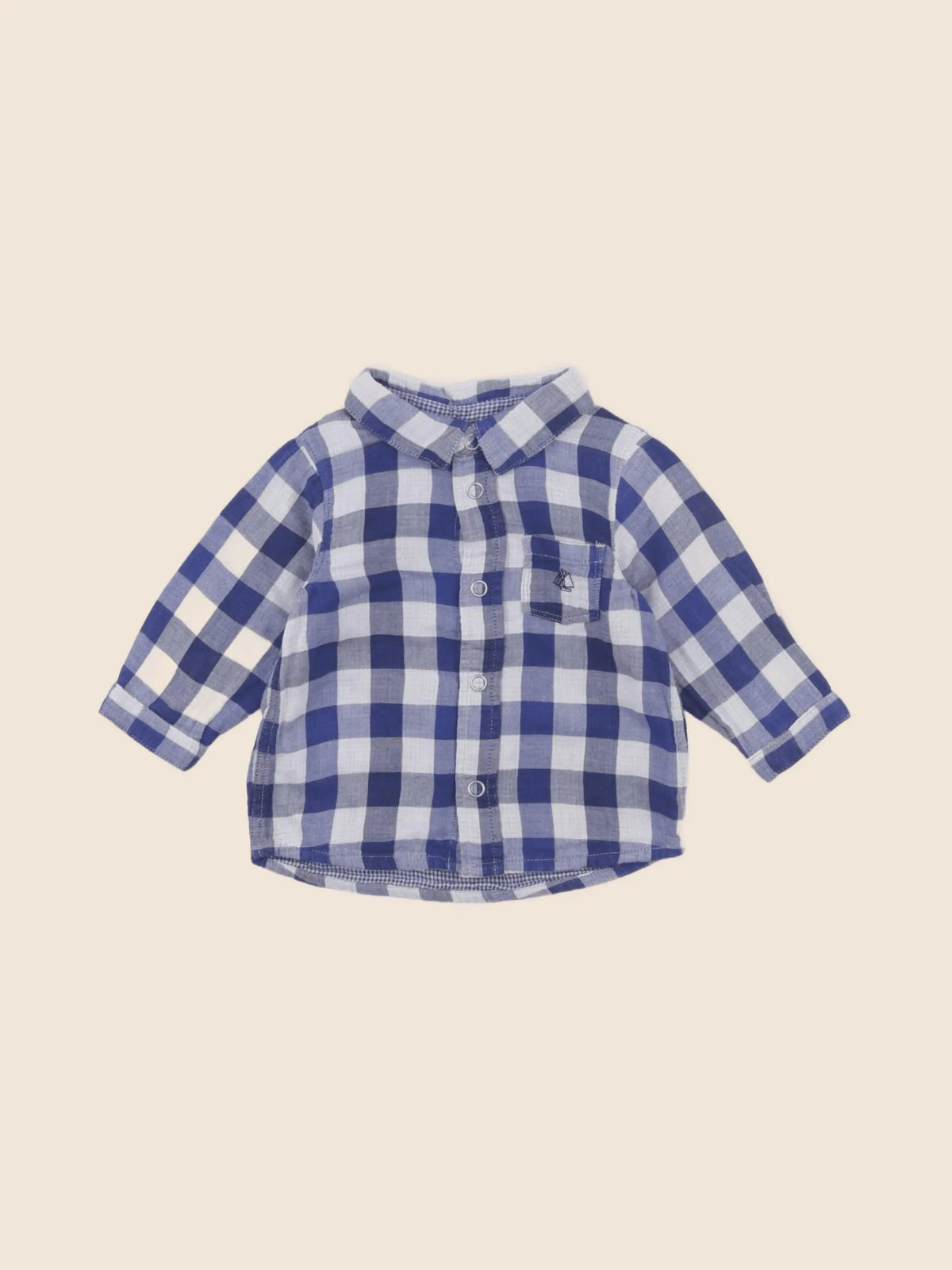 Petit Bateau - chemise bleu - 6 mois