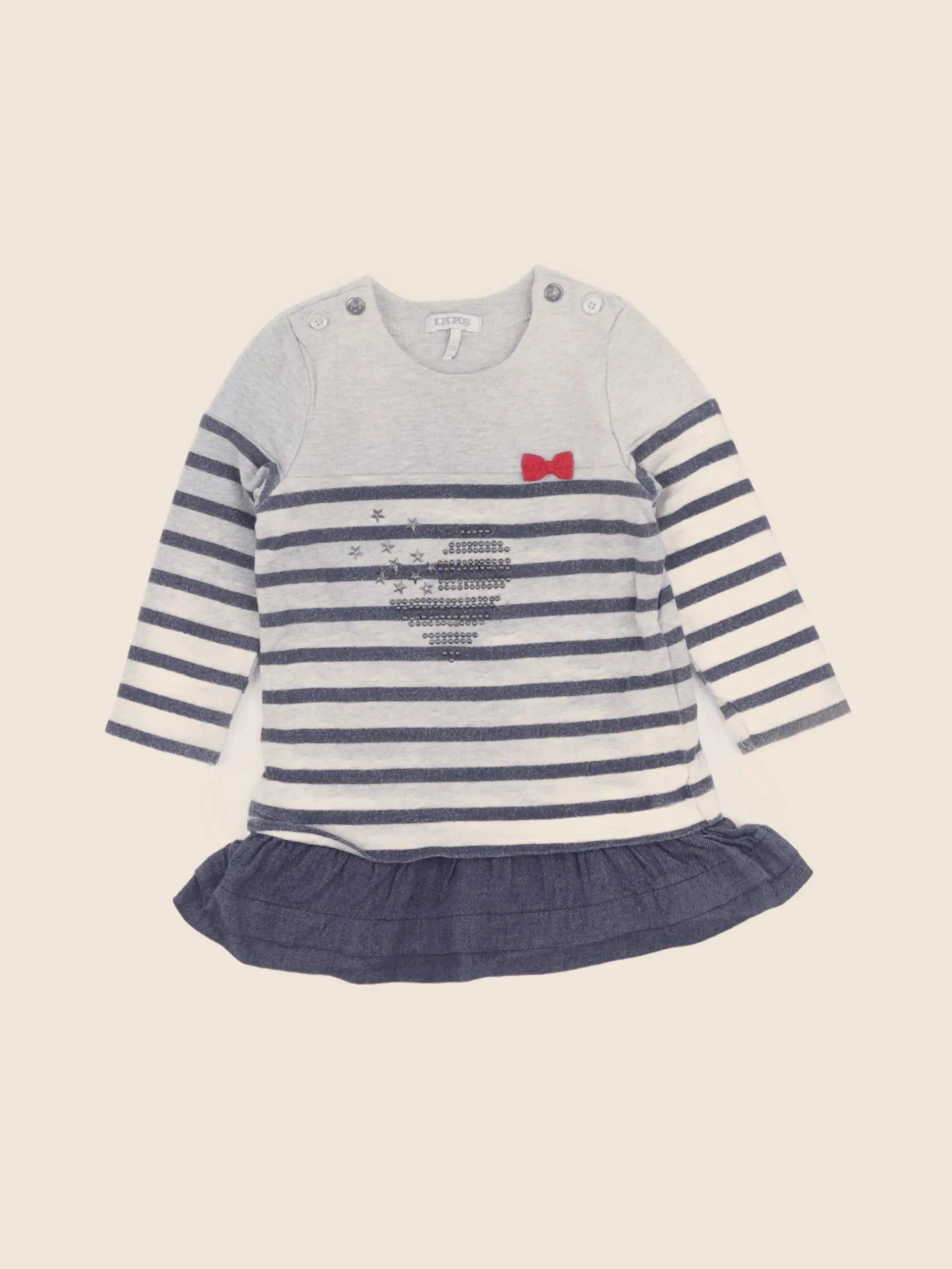 IKKS - robe bleu, gris - 12 mois