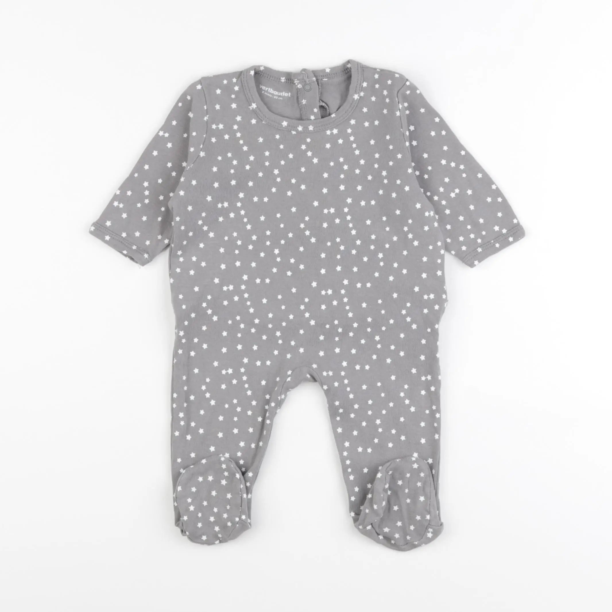 Vertbaudet - pyjama coton gris - 3 mois