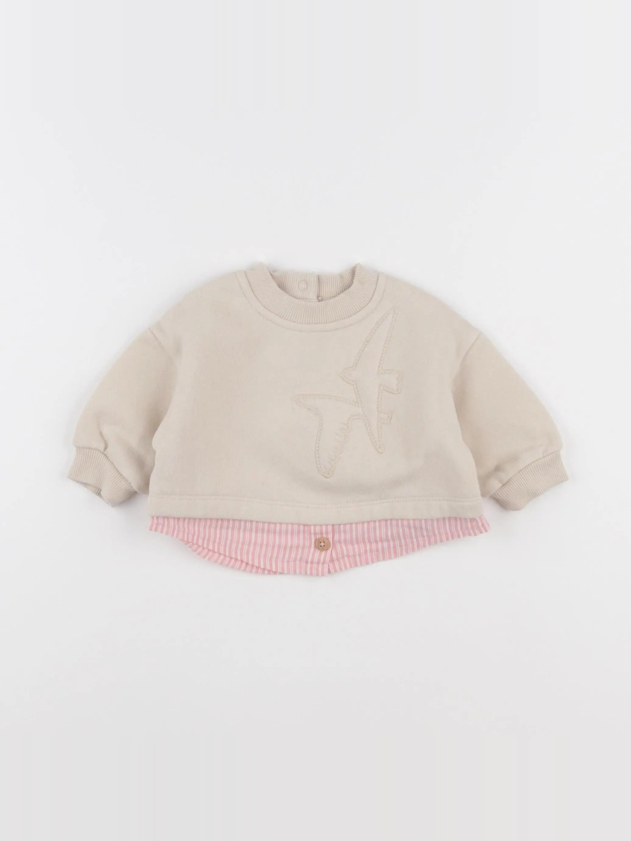 Tape à l'oeil - sweat beige, rose - 3 mois