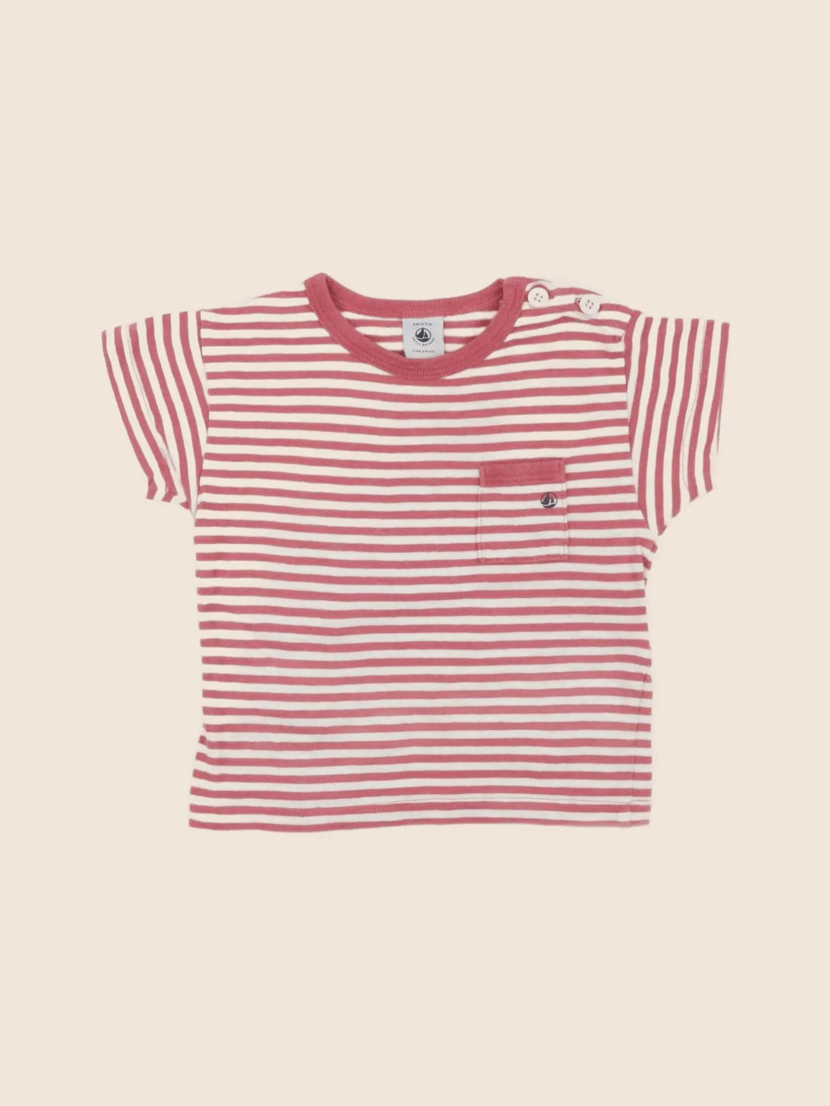 Petit Bateau - tee-shirt beige, rose - 6 mois
