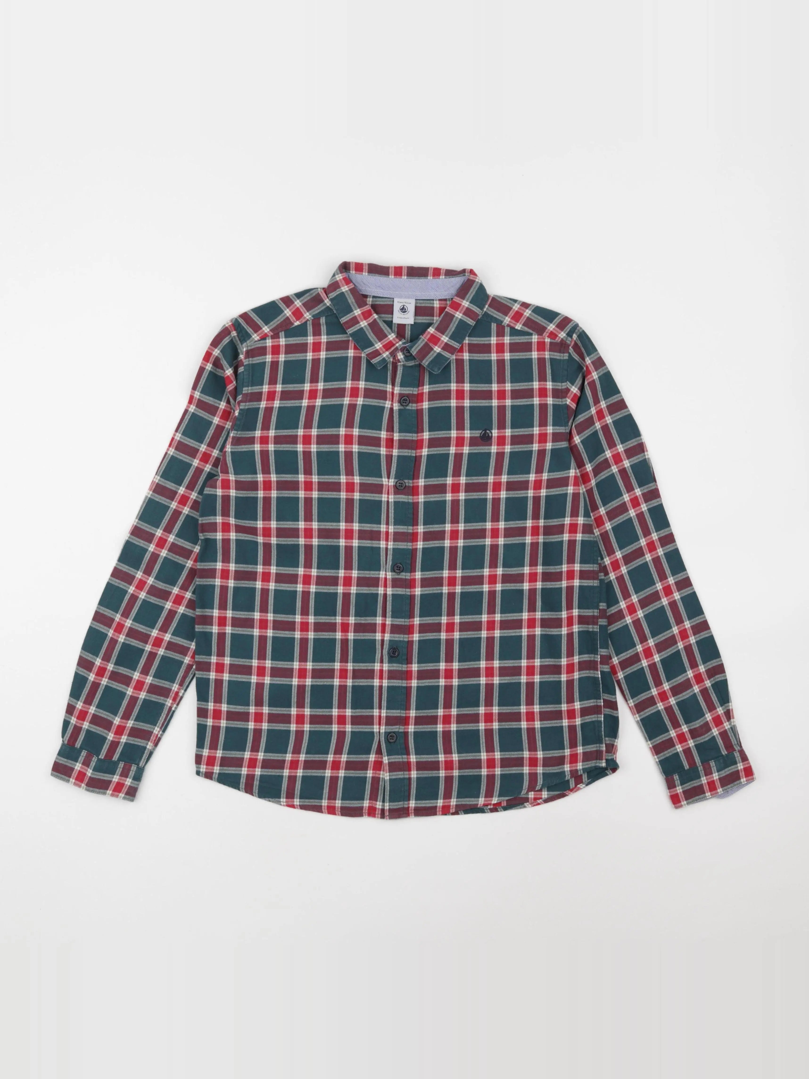 Petit Bateau - chemise vert, rouge - 12 ans
