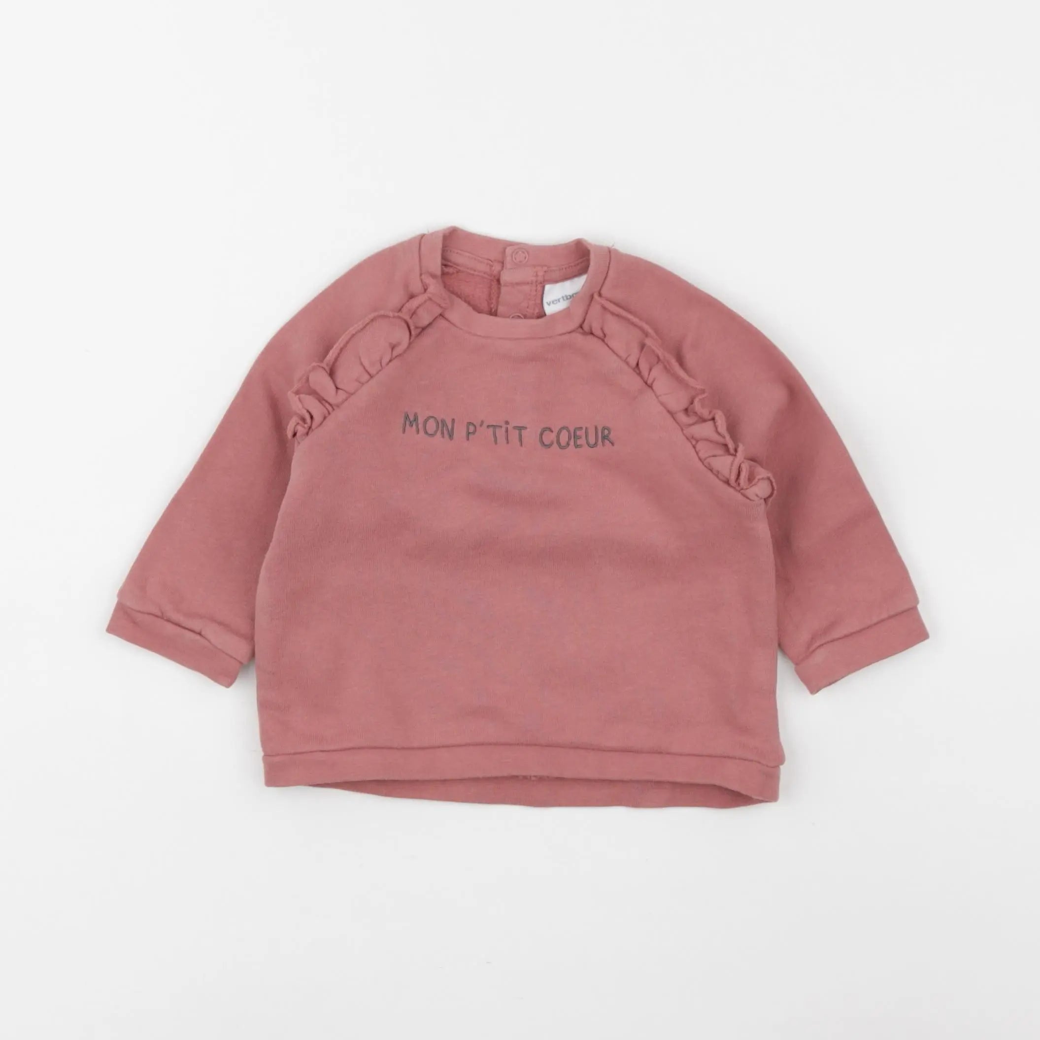 Vertbaudet - sweat rose - 6 mois