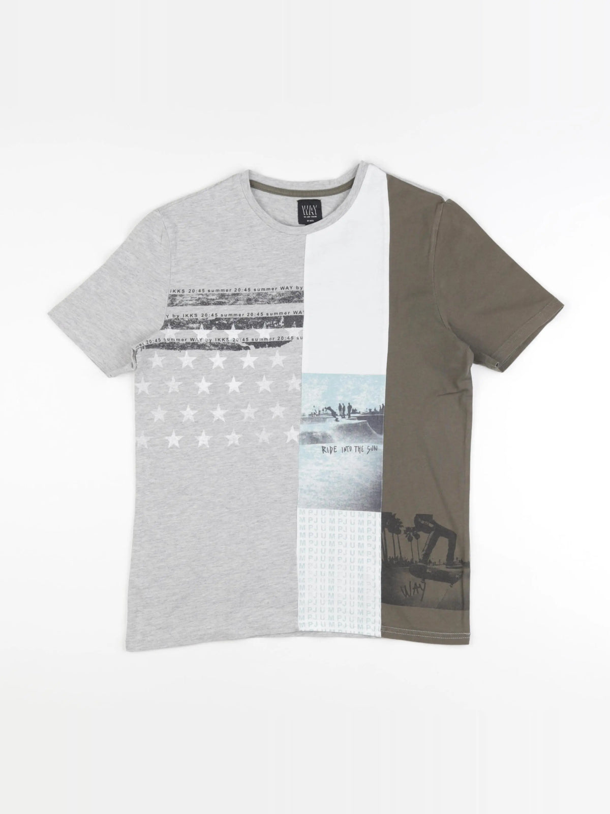 IKKS - tee-shirt blanc, gris - 14 ans