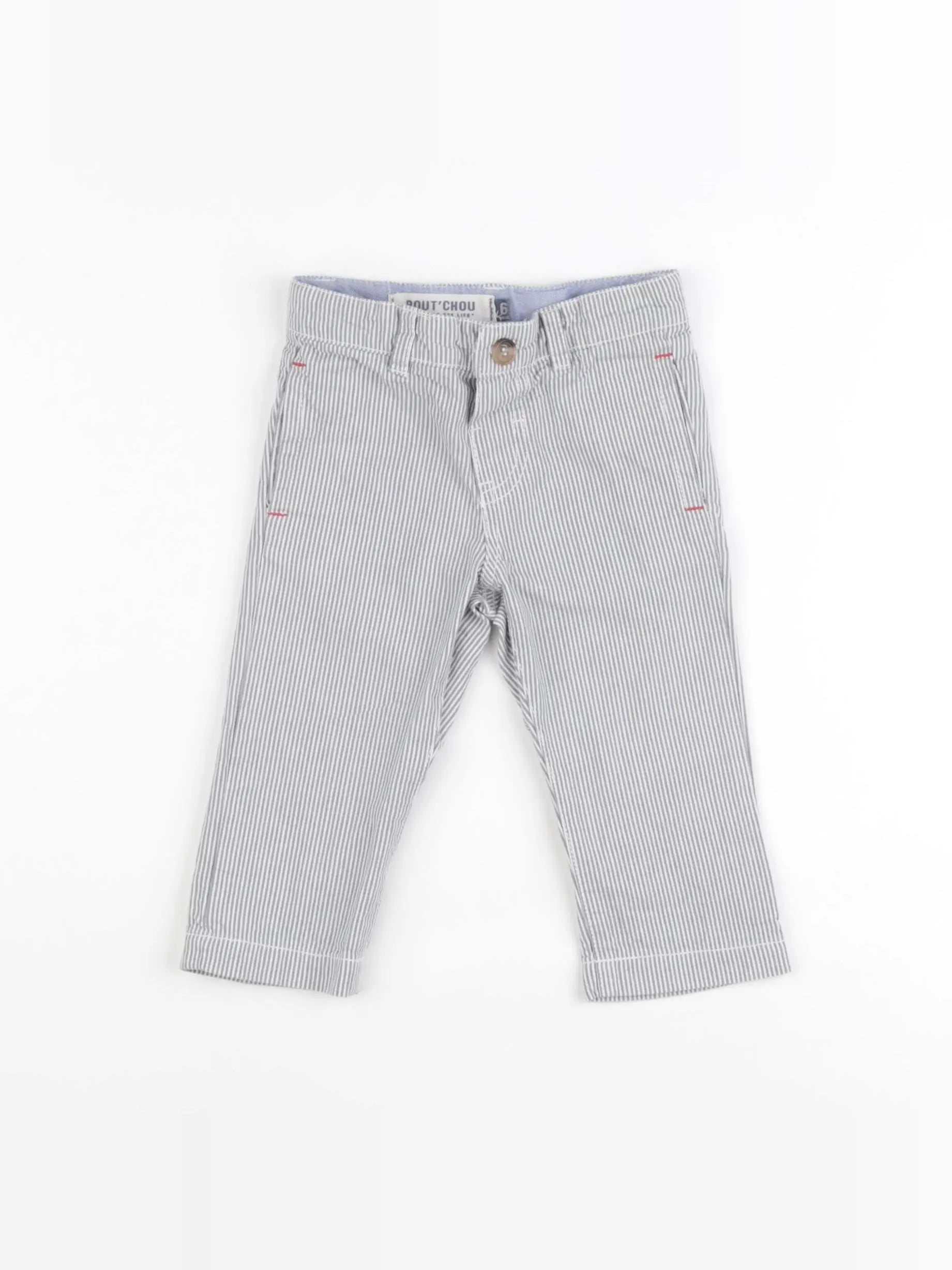 Boutchou - pantalon blanc, bleu - 6 mois