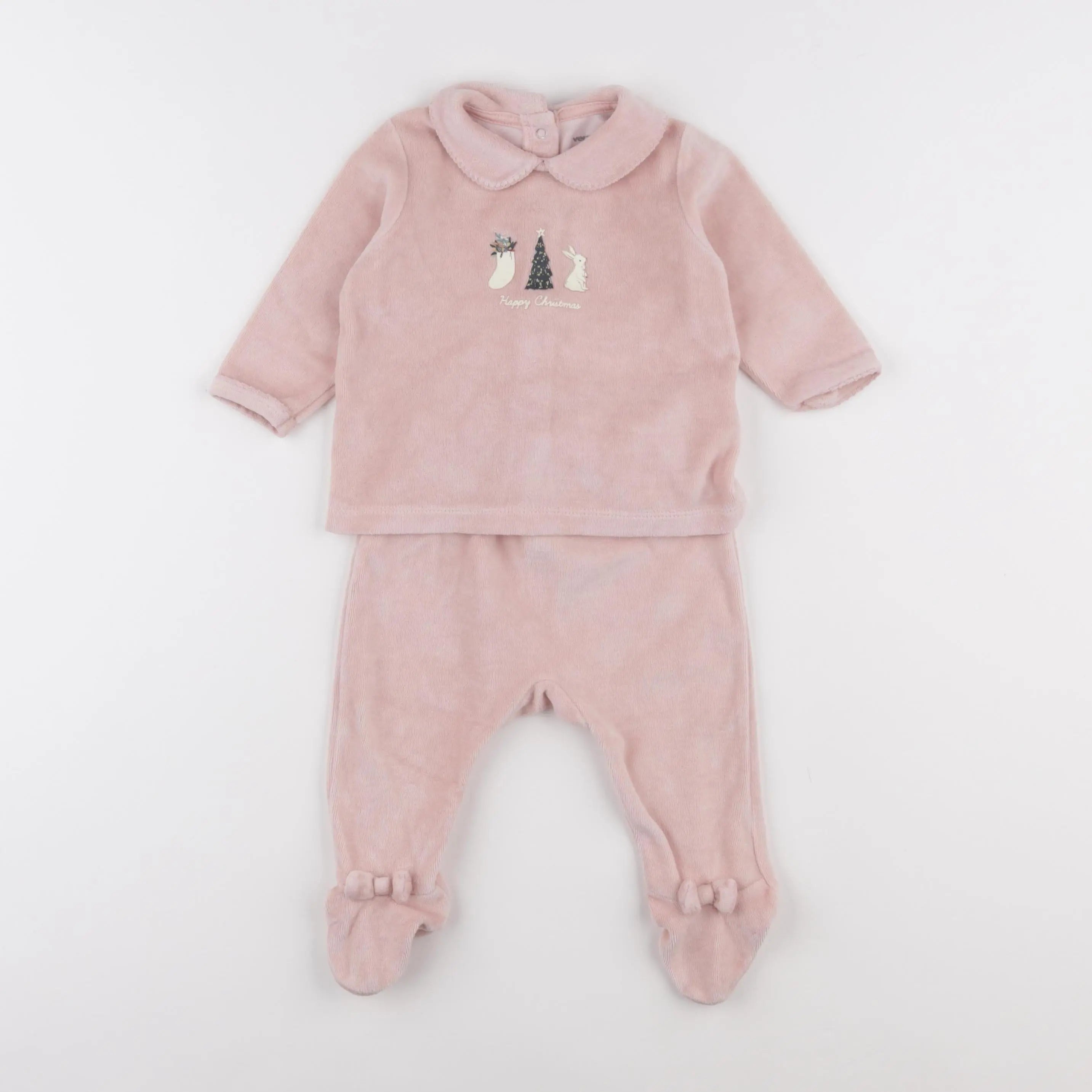 Vertbaudet - pyjama velours rose - 6 mois
