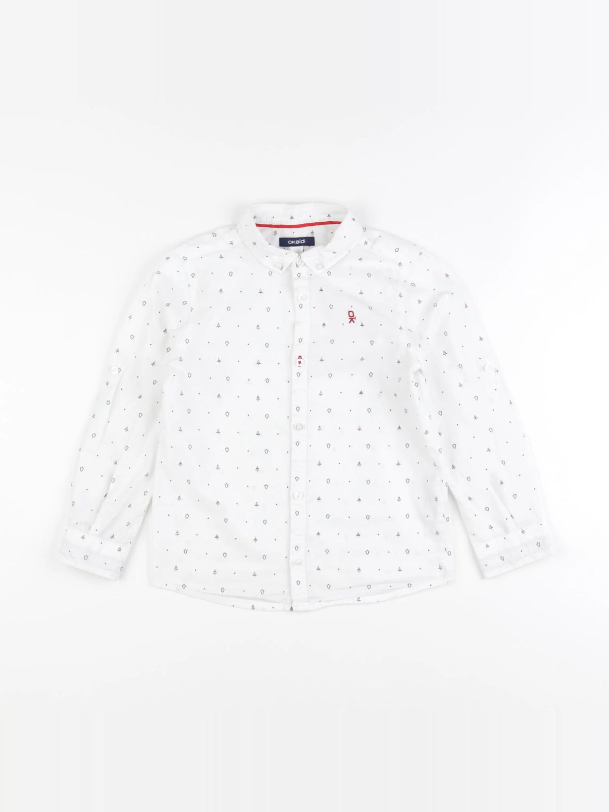 Okaidi - chemise blanc, rouge - 5 ans