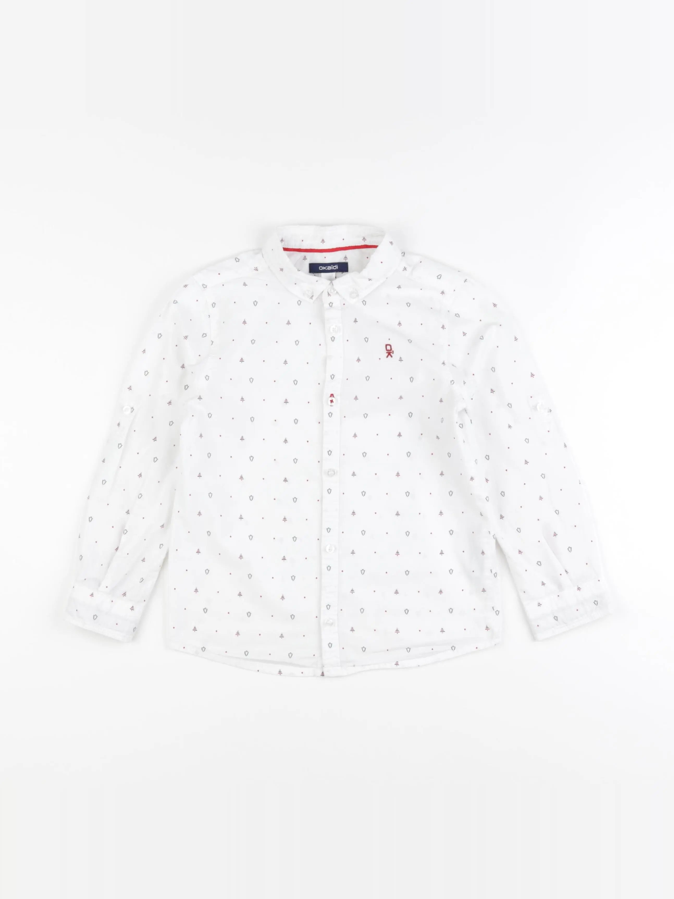 Okaidi - chemise blanc, rouge - 5 ans