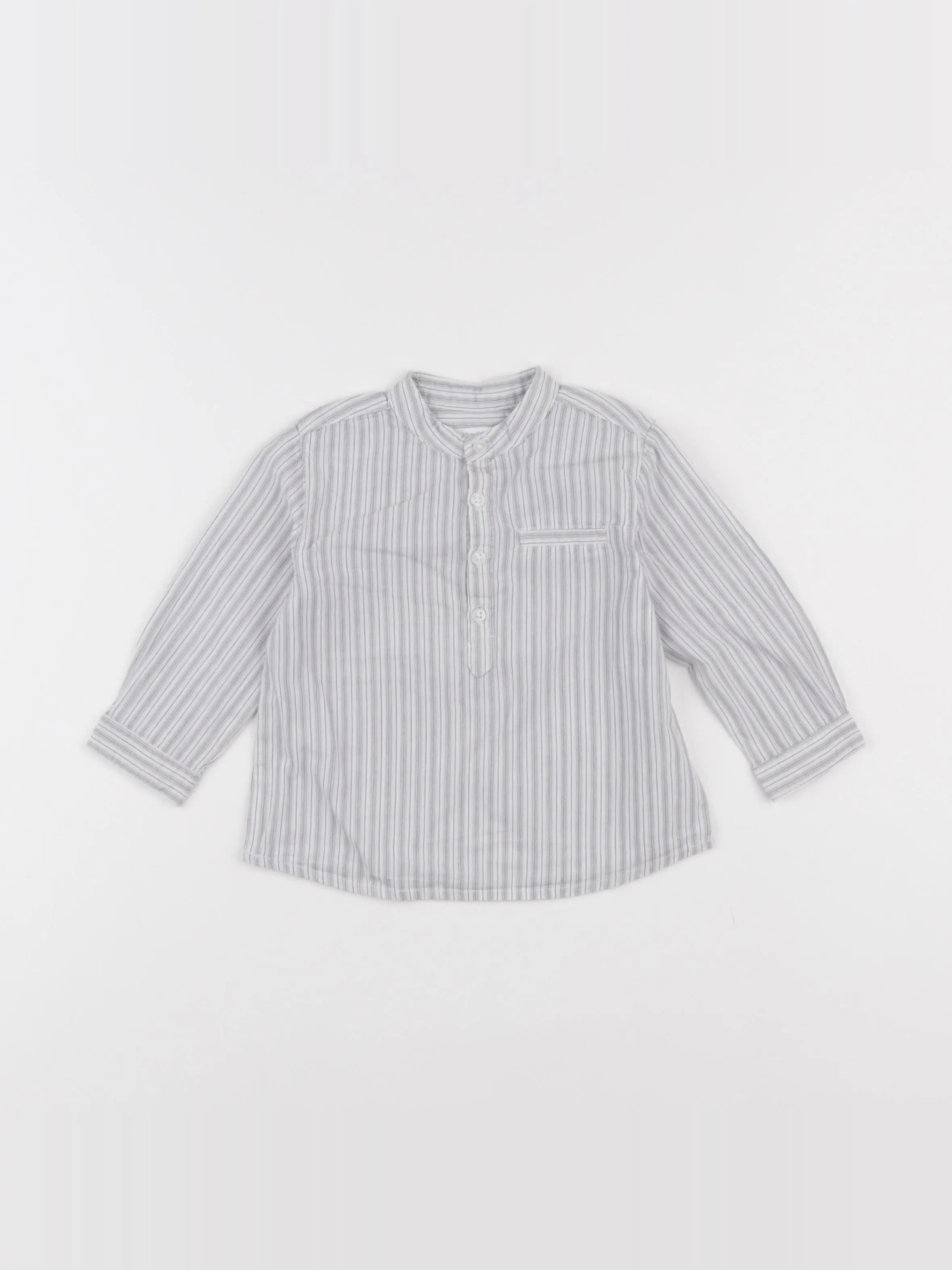 Boutchou - chemise blanc, gris - 9 mois