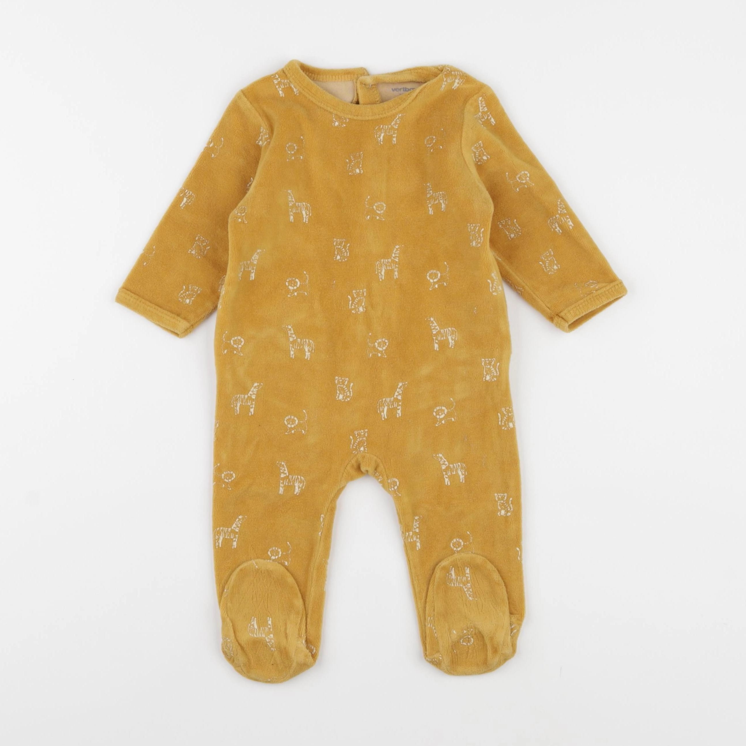 Vertbaudet - pyjama velours jaune - 6 mois