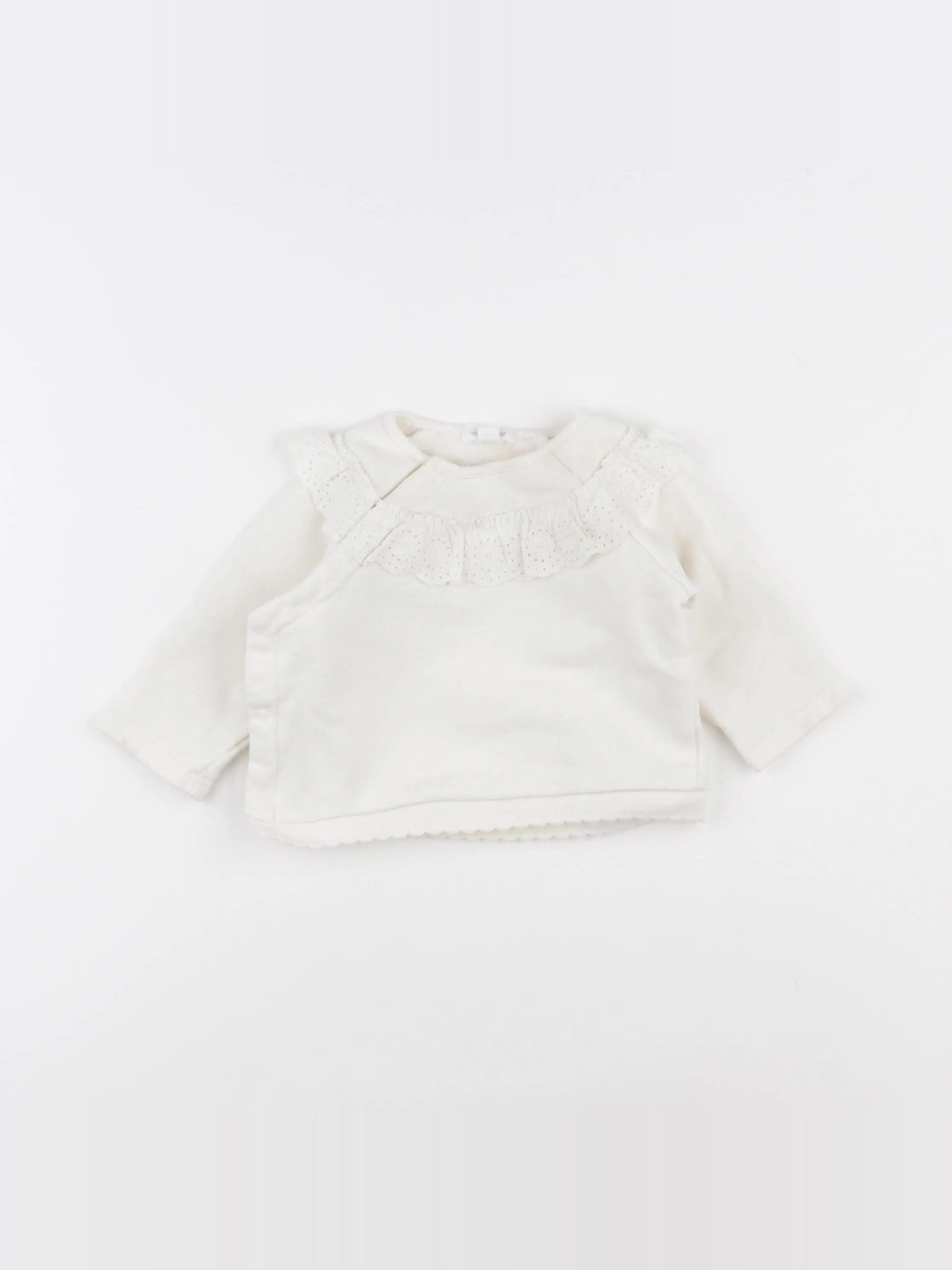 Vertbaudet - sweat beige - 1 mois