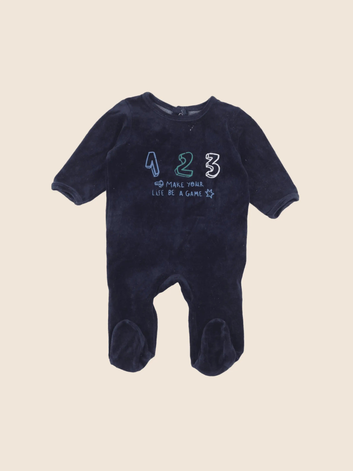 Vertbaudet - pyjama velours bleu - 3 mois