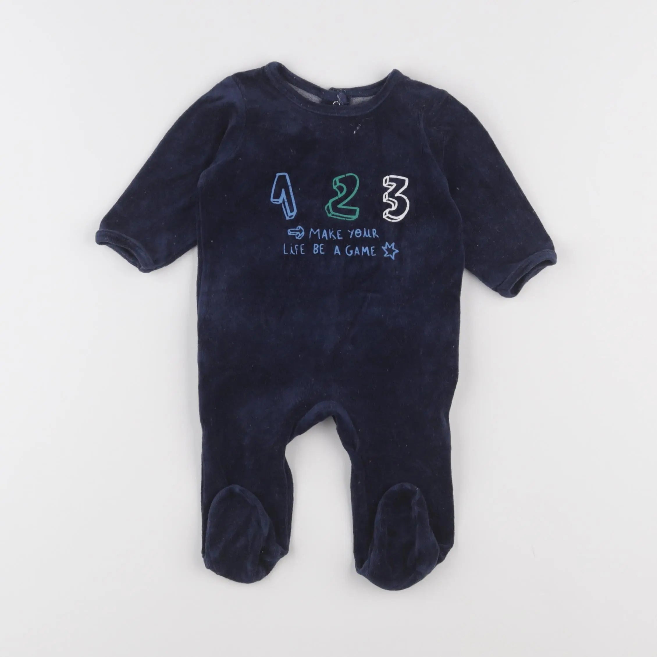 Vertbaudet - pyjama velours bleu - 3 mois