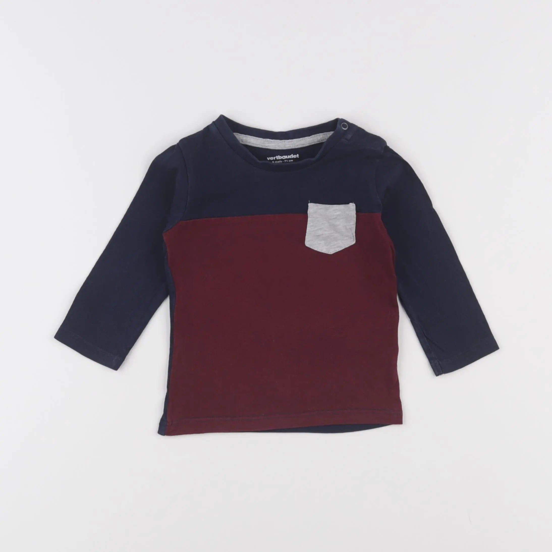 Vertbaudet - tee-shirt bleu, rouge - 9 mois