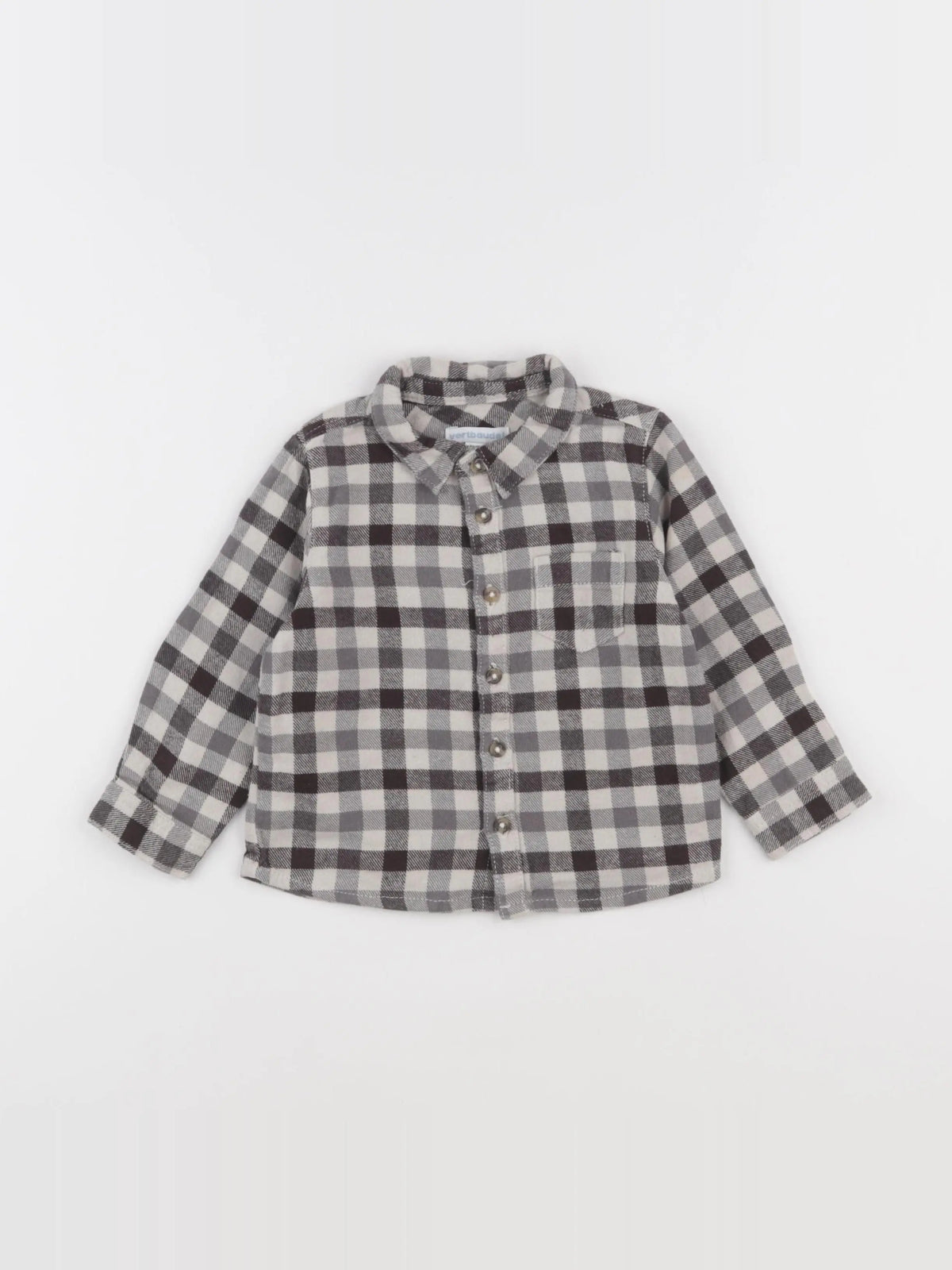Vertbaudet - chemise beige, gris - 24 mois