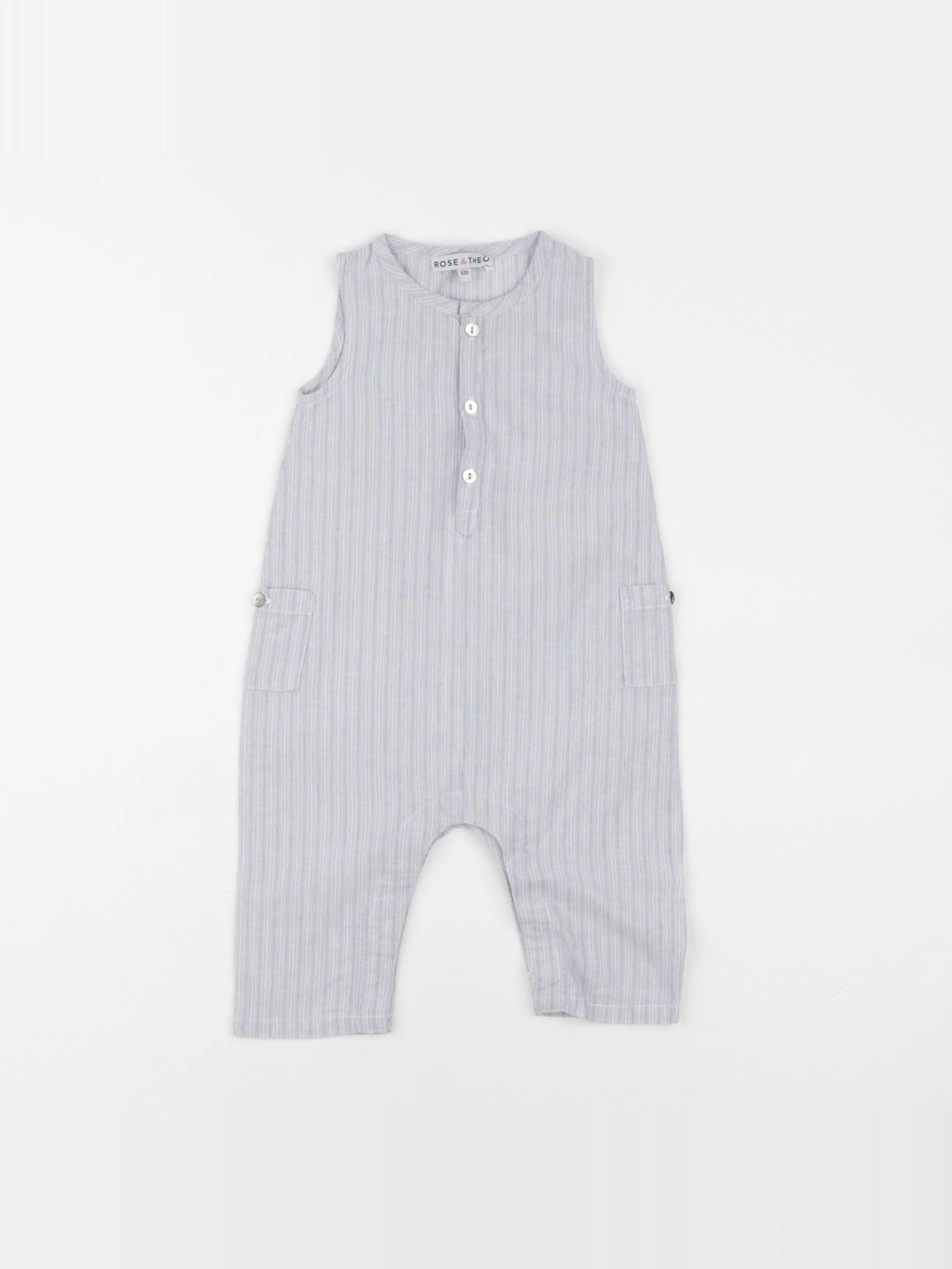 Rose et théo - combinaison bleu - 6 mois