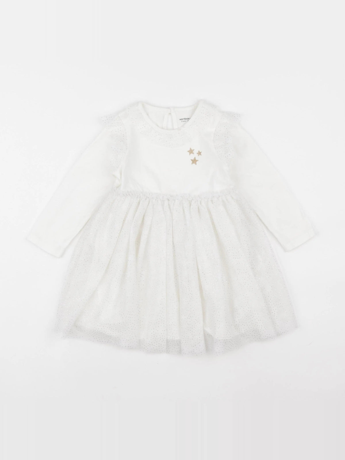Vertbaudet - robe blanc, argent - 2 ans