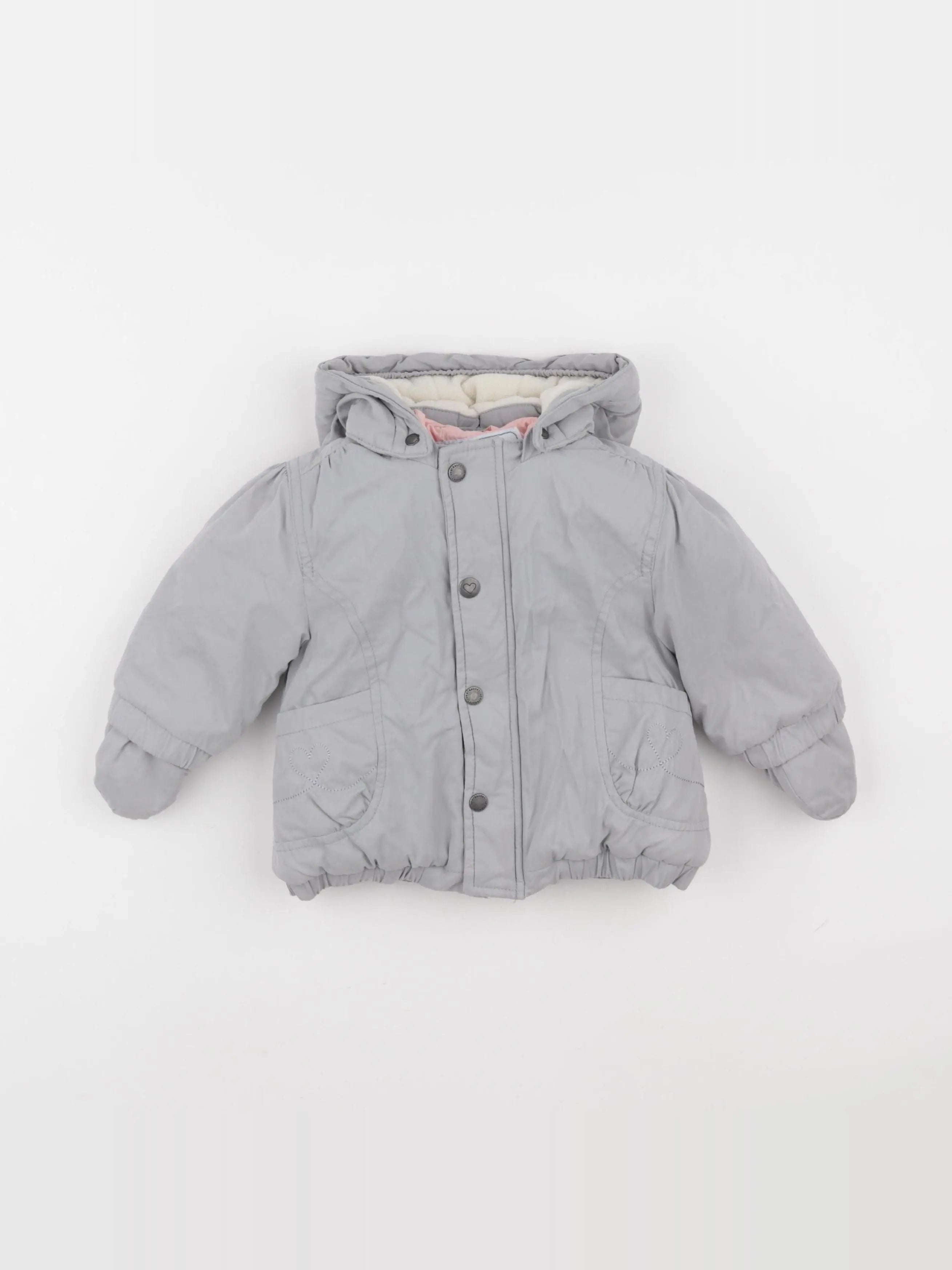 Vertbaudet - manteau doublure amovible gris - 6 mois