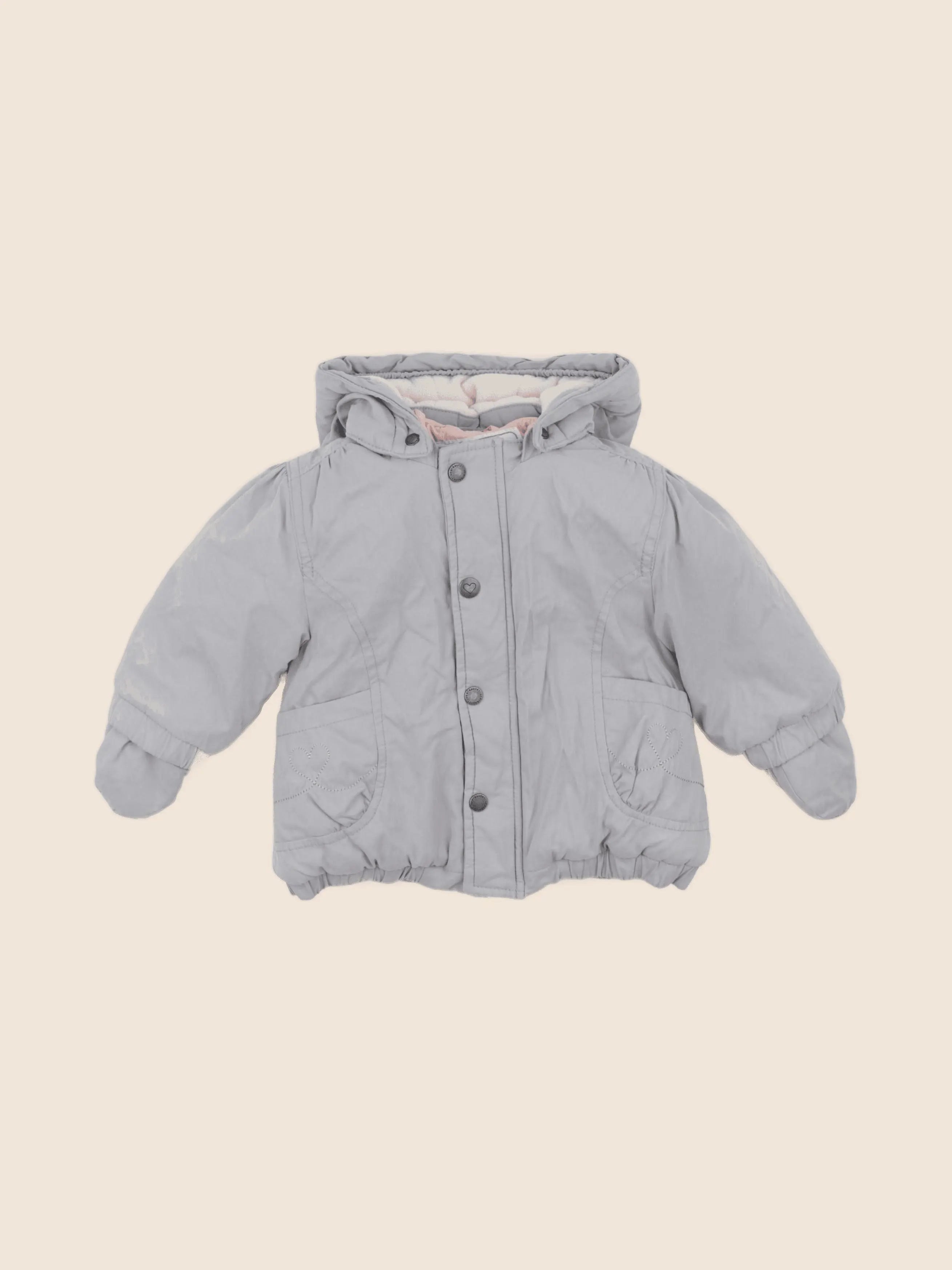 Vertbaudet - manteau doublure amovible gris - 6 mois