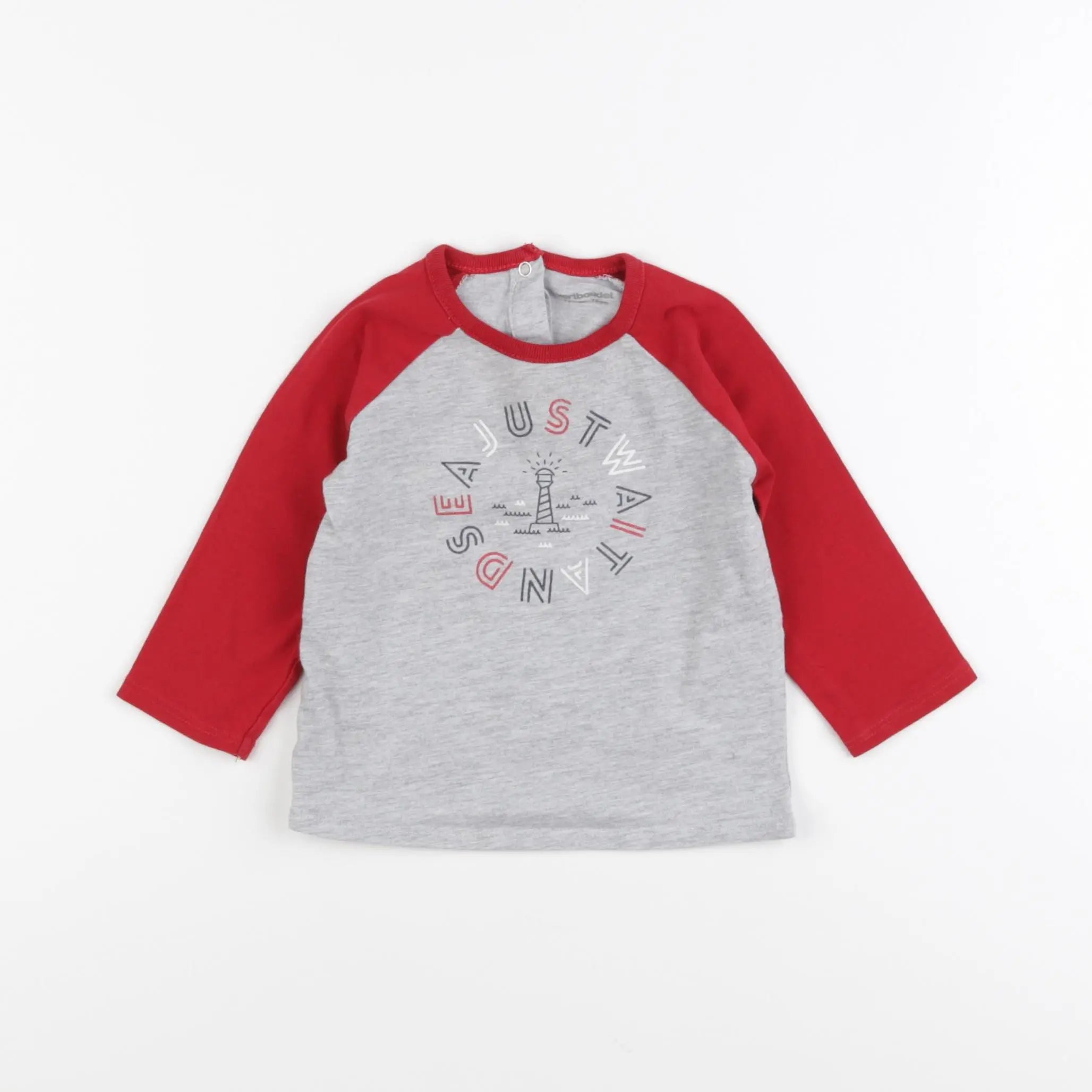 Vertbaudet - tee-shirt gris, rouge - 12 mois