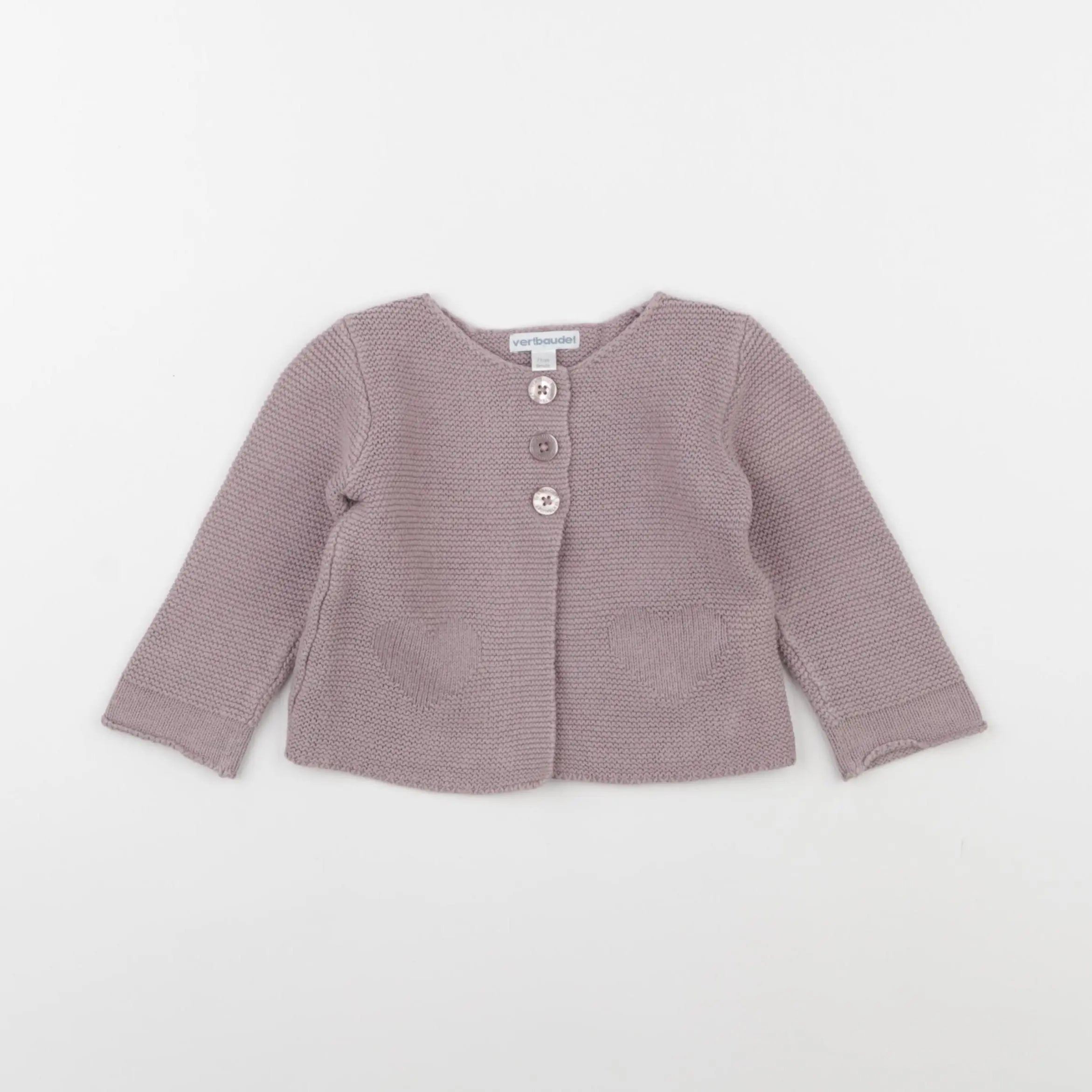 Vertbaudet - gilet violet - 9 mois