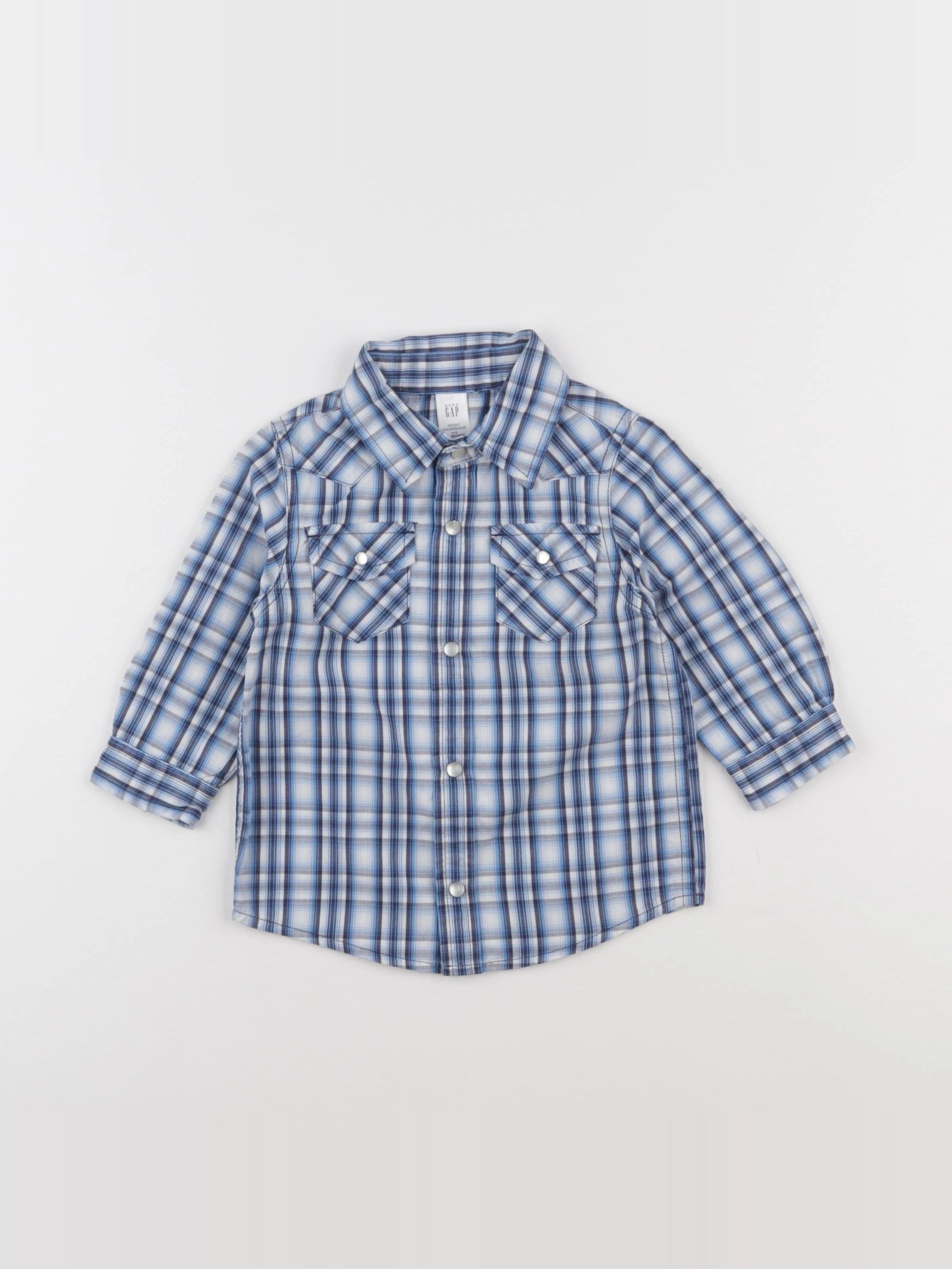GAP - chemise blanc, bleu - 3/6 mois