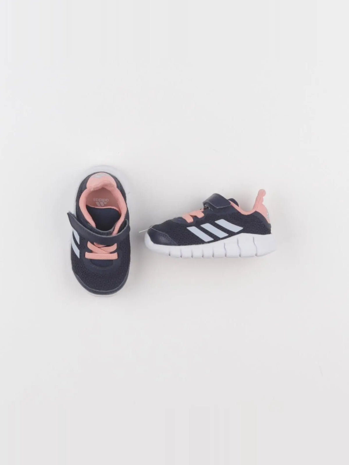 Adidas - tennis à scratch/ lacets bleu, rose - pointure 19