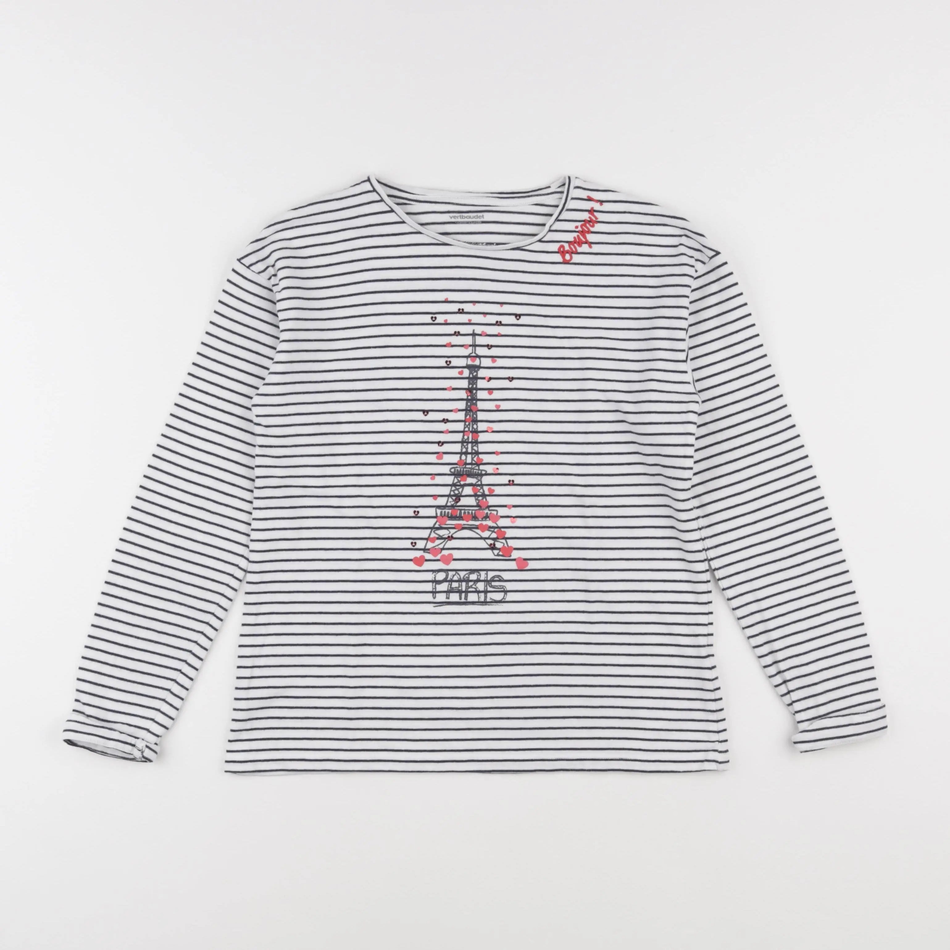 Vertbaudet - tee-shirt blanc, bleu - 12 ans