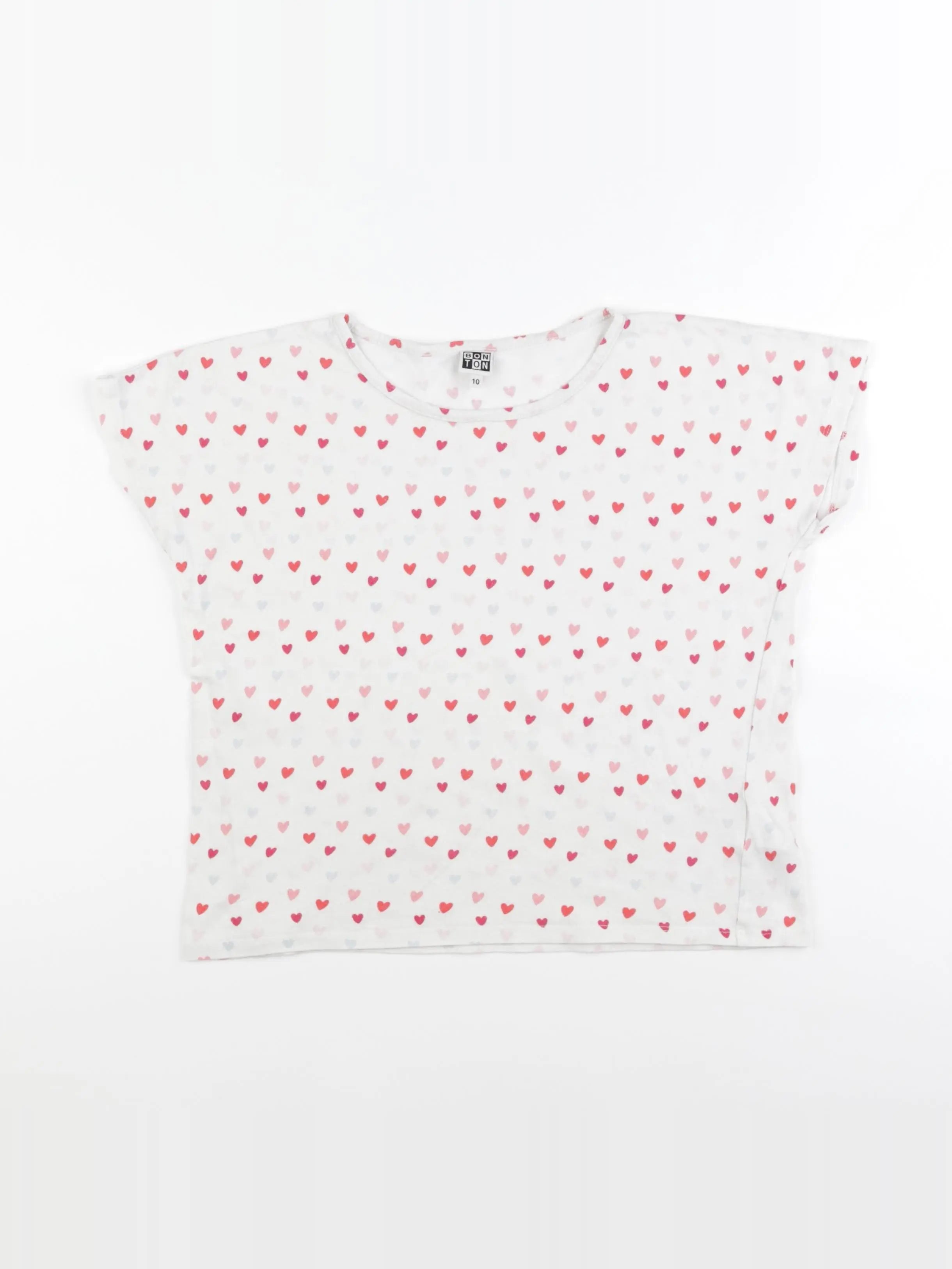 Bonton - tee-shirt blanc, rose - 10 ans