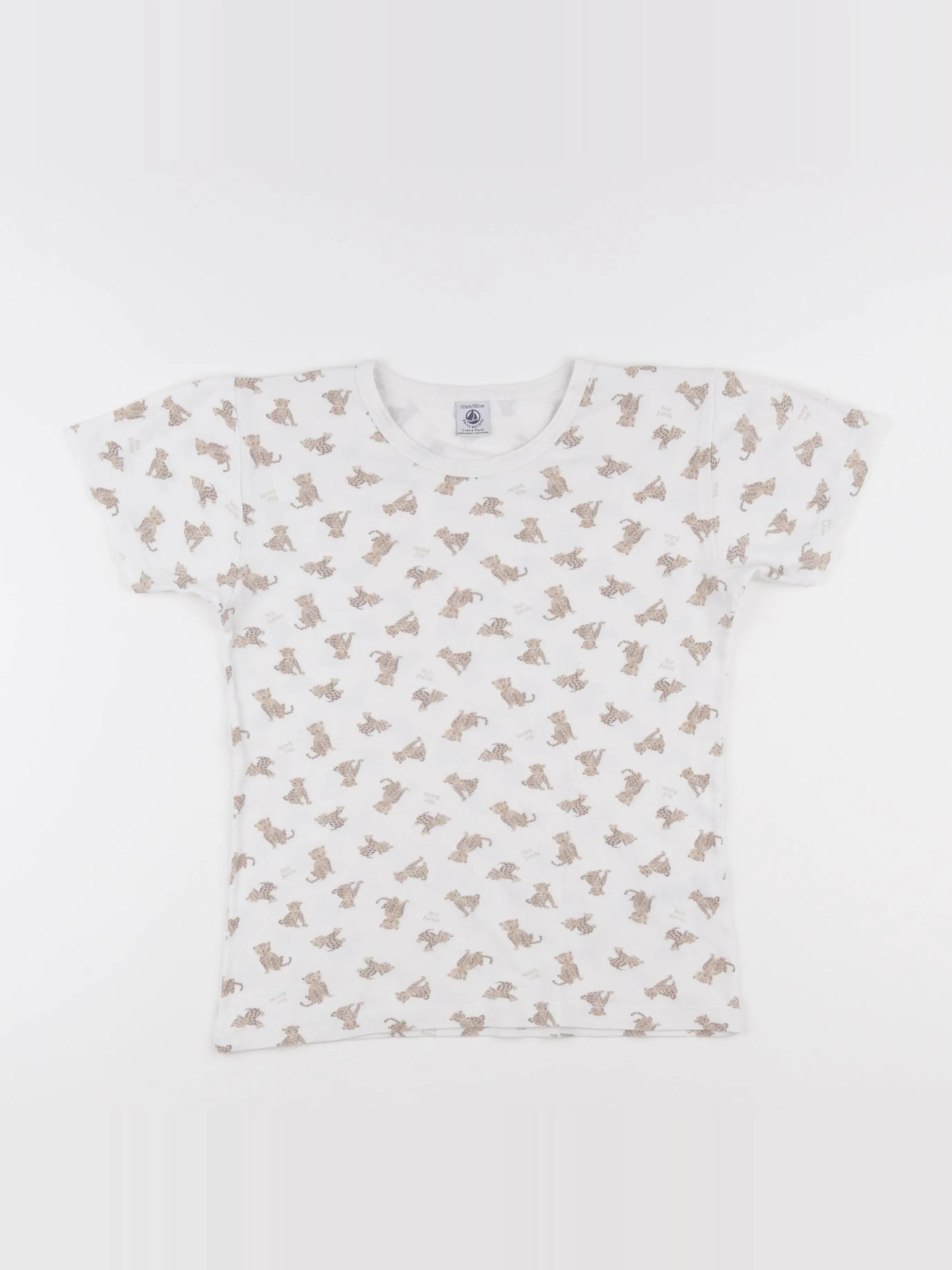 Petit Bateau - maillot de corps blanc, marron - 12 ans