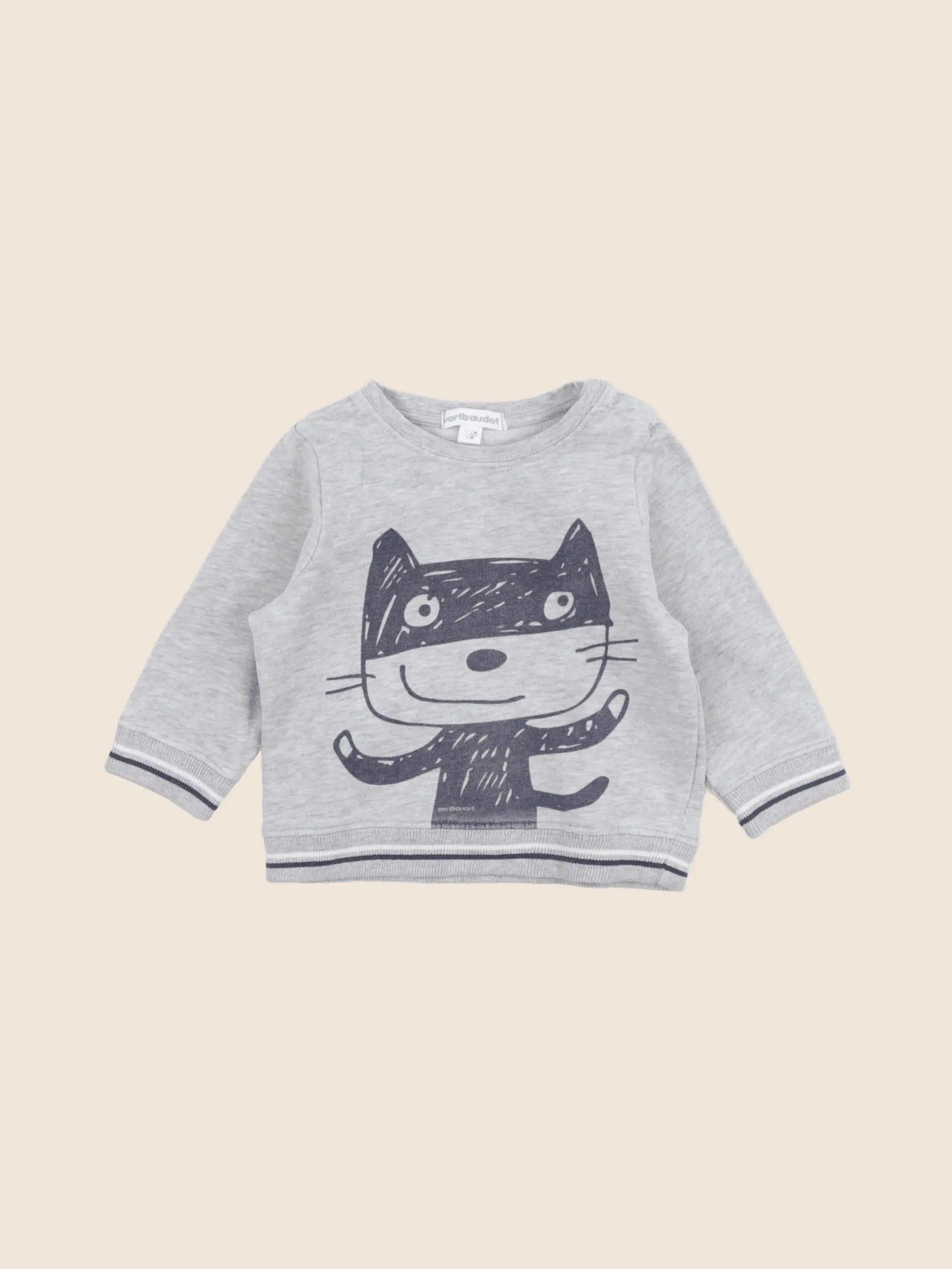 Vertbaudet - sweat gris - 9 mois