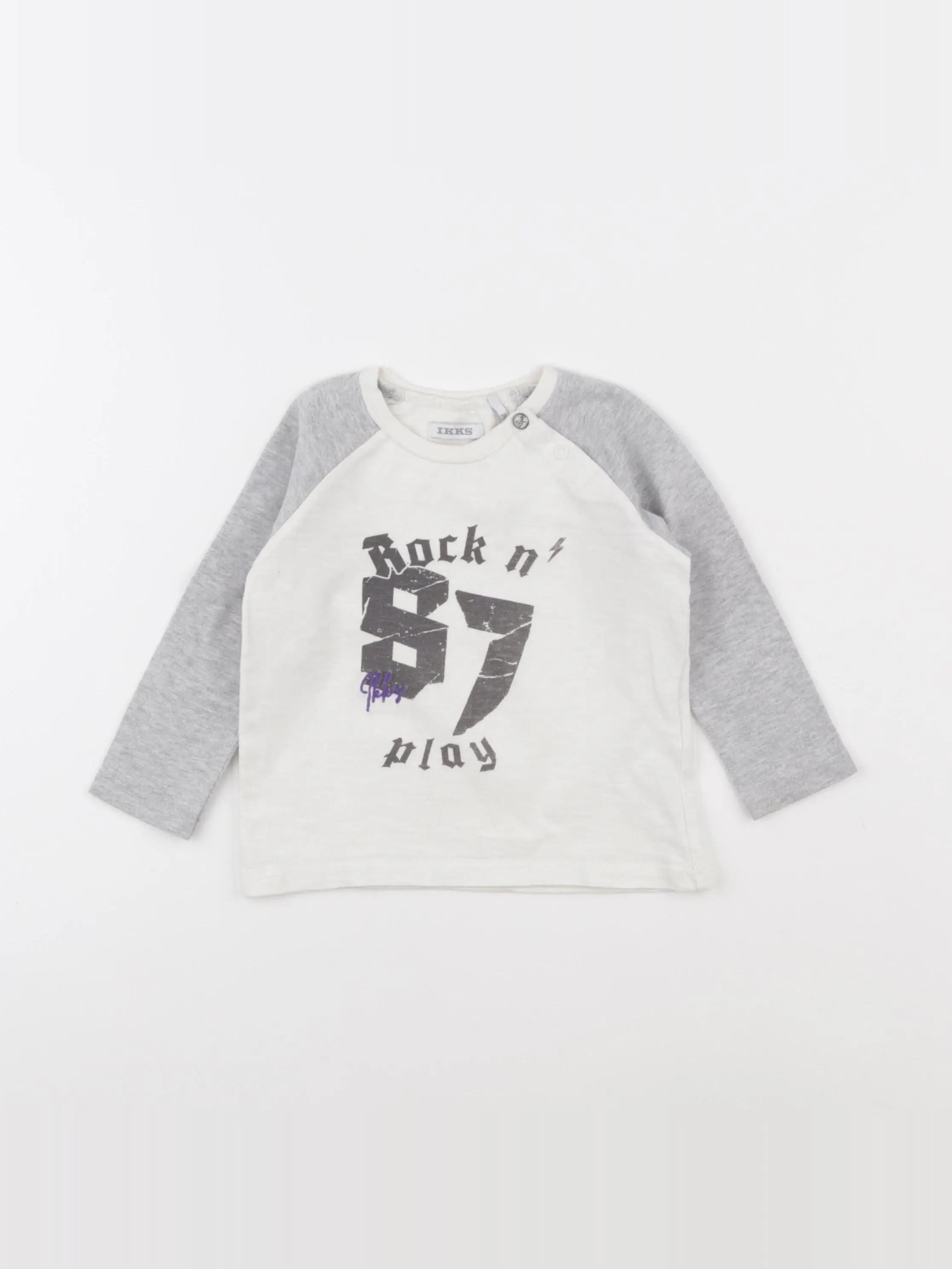 IKKS - tee-shirt gris, blanc - 12 mois