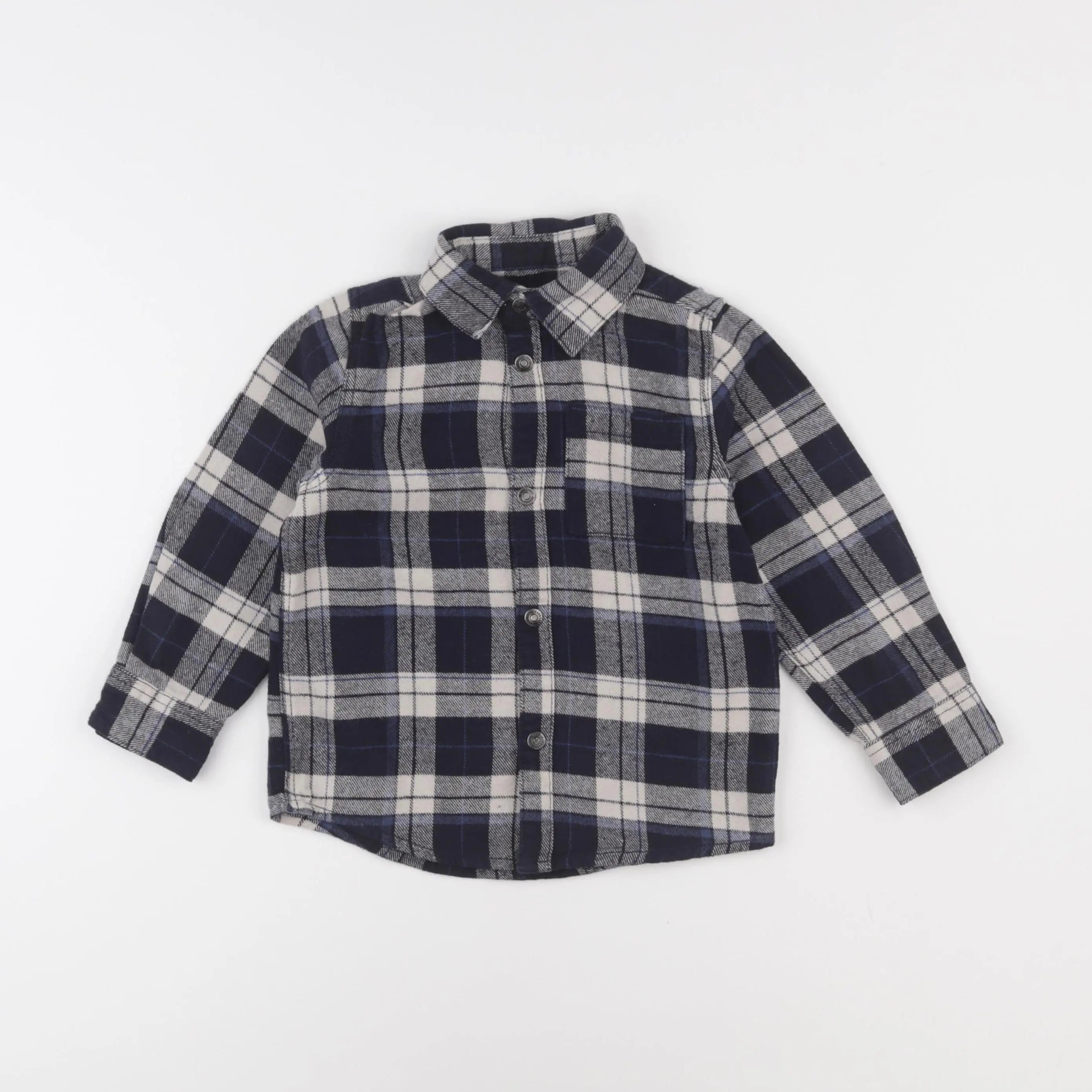 Vertbaudet - chemise blanc, bleu - 4 ans
