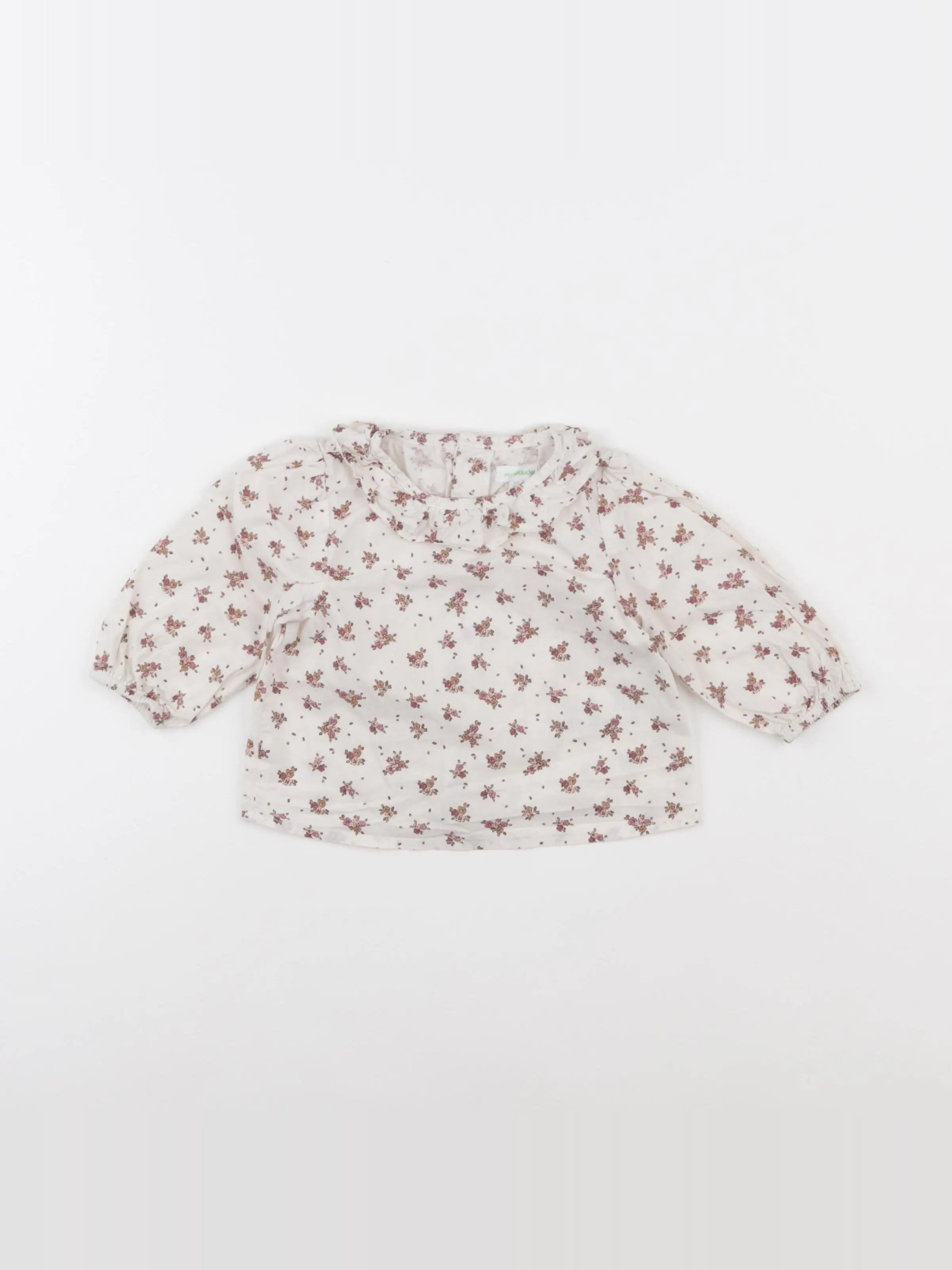 Vertbaudet - blouse beige, rose - 6 mois