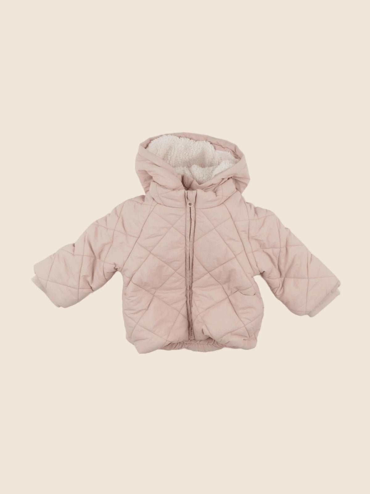 Vertbaudet - doudoune avec capuche amovible rose - 12 mois