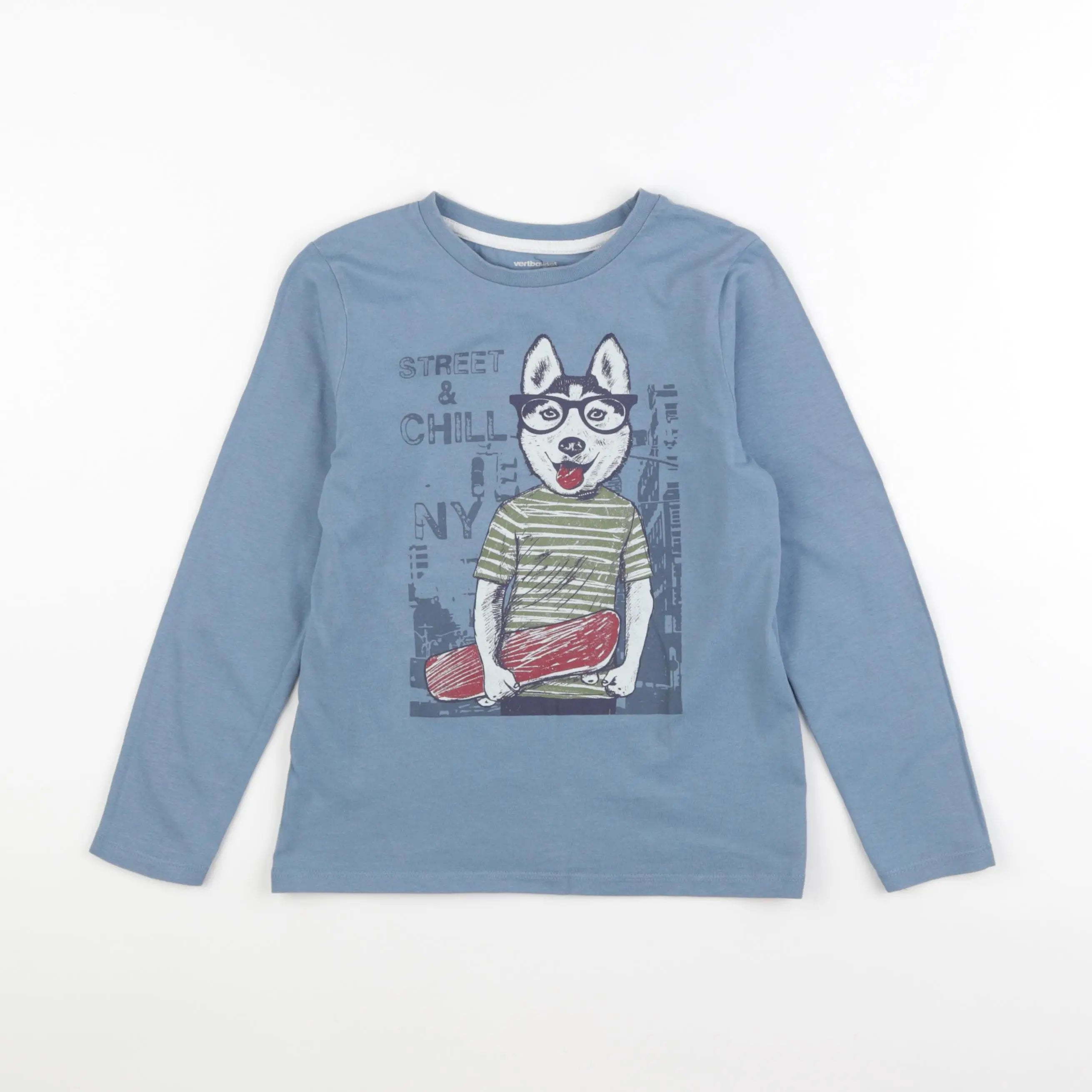 Vertbaudet - tee-shirt bleu - 8 ans