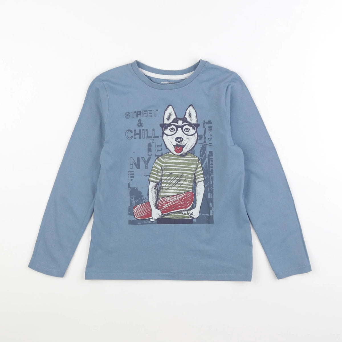 Vertbaudet - tee-shirt bleu - 8 ans