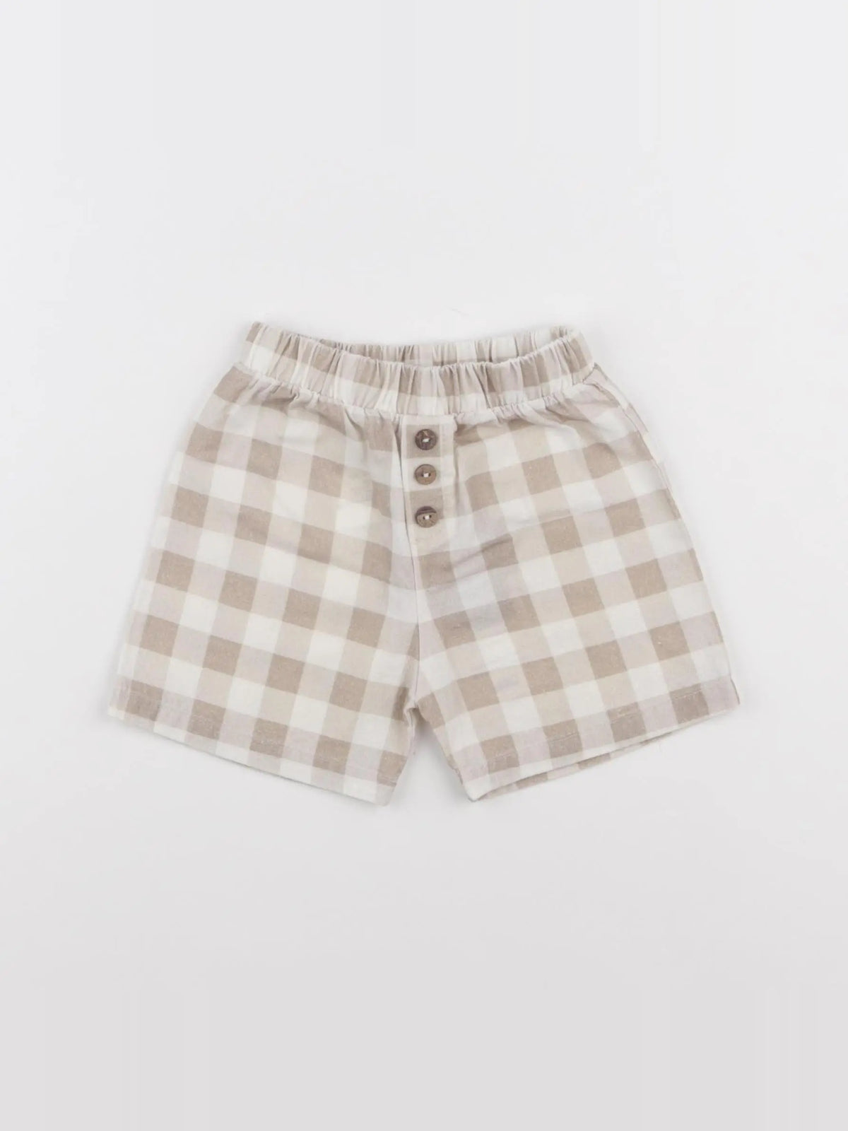 Eli & Nev - short beige, blanc (état neuf) - 6/9 mois