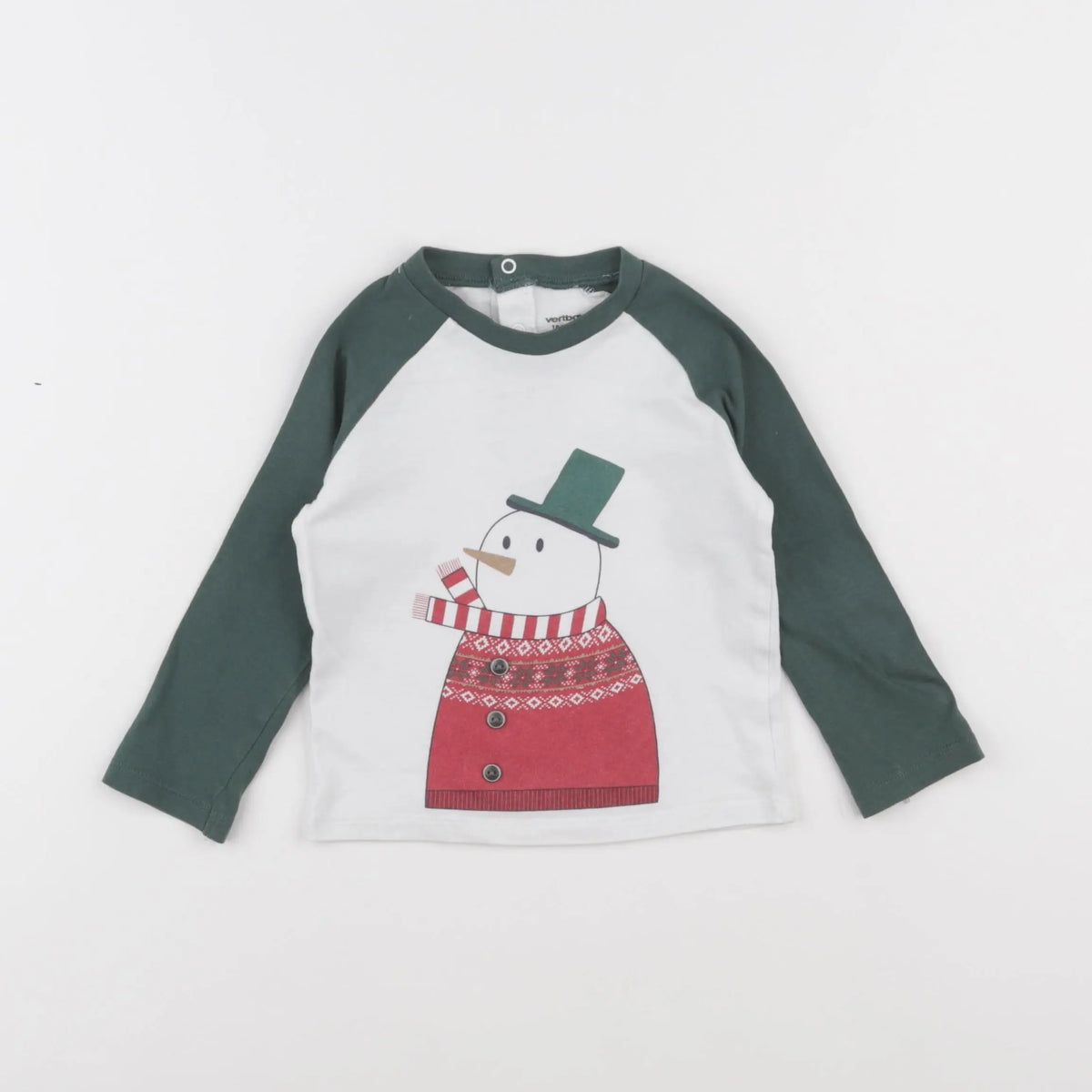 Vertbaudet - tee-shirt blanc, vert - 18 mois